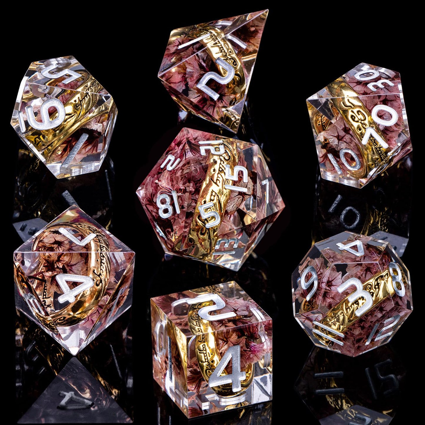 ORIFANTOU Magic Golden Ring DND Dice Set with Case