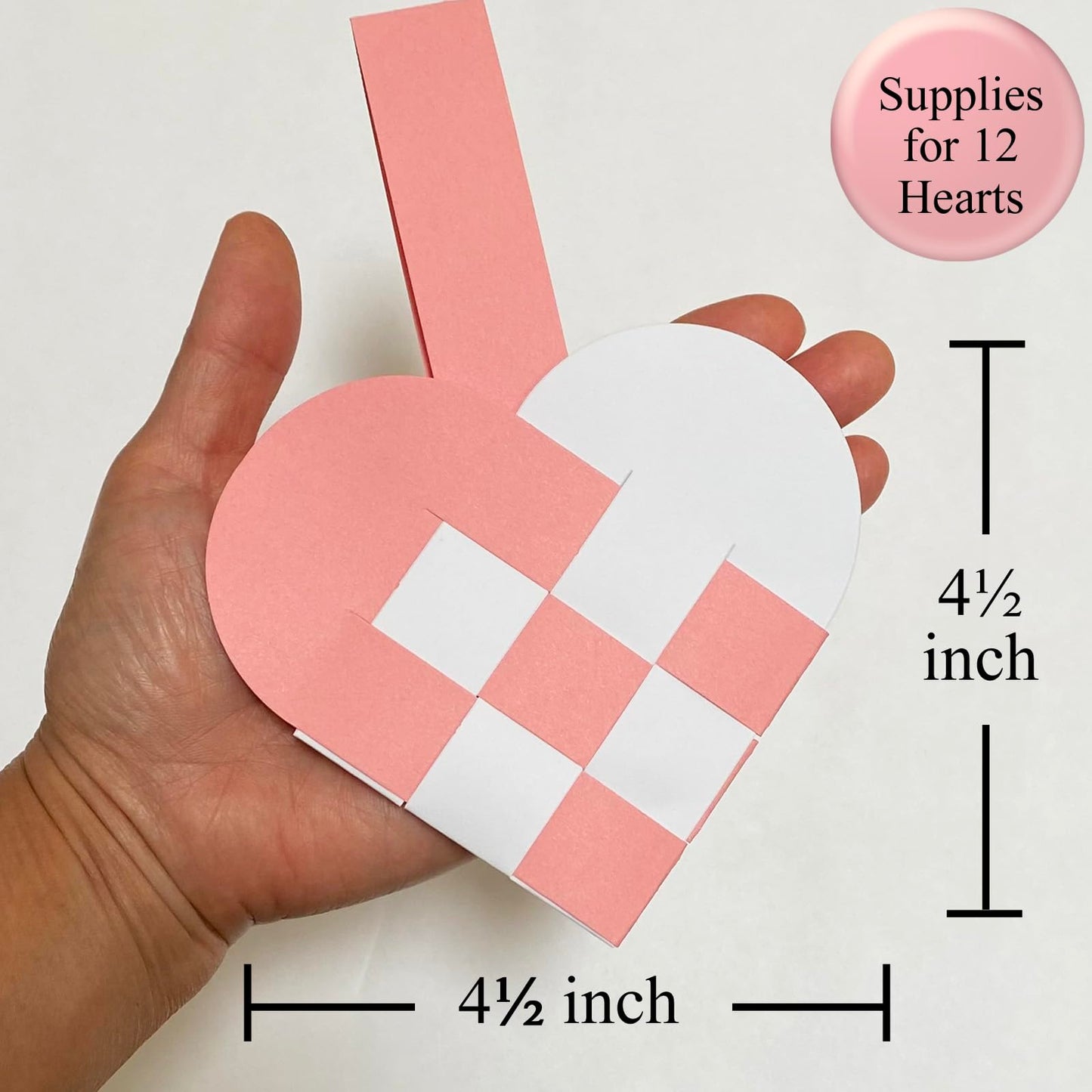 Origami Joy: 12 DIY Danish Heart Baskets Kit – Precut, No Tools Needed (Pink/White)