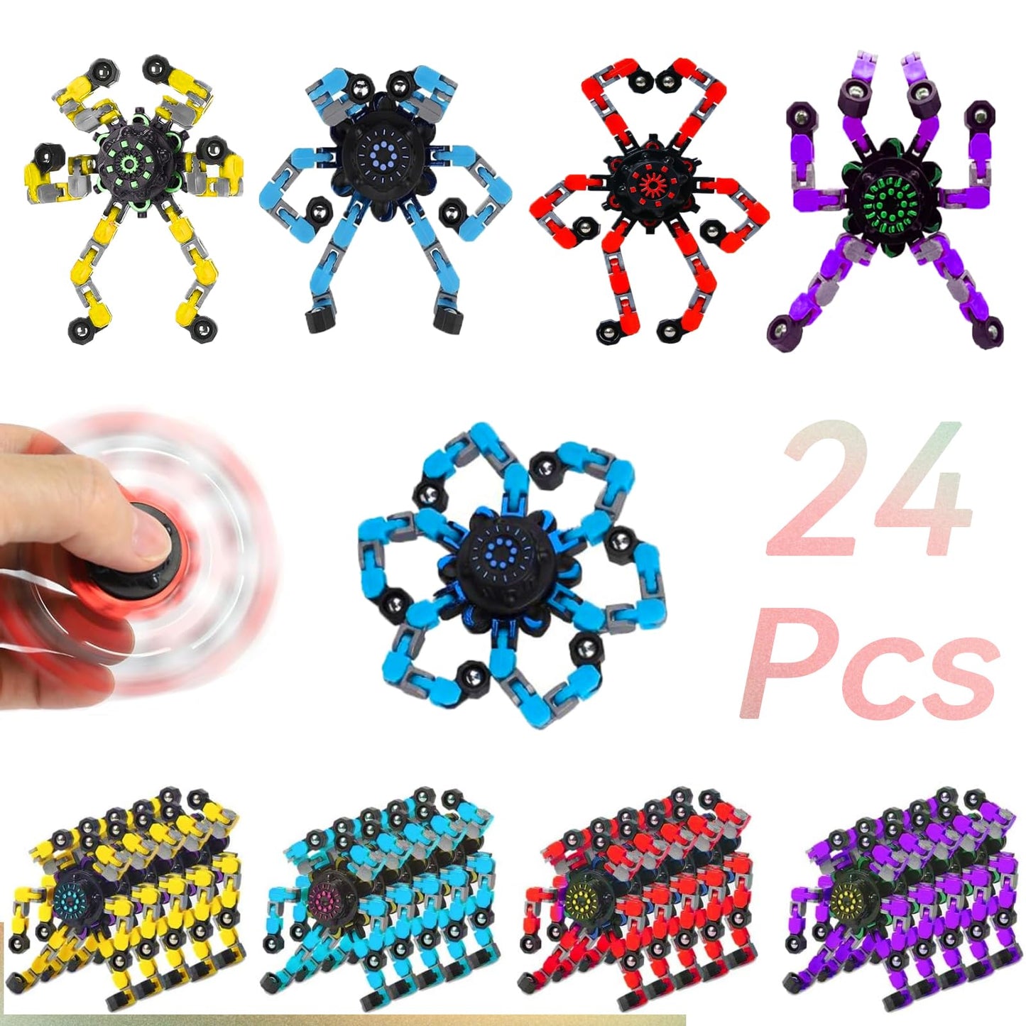 Original Ecology 24-Pack Transformable Fidget Spinners – Advanced Sensory Toys for Stress Relief, Autism & ADHD