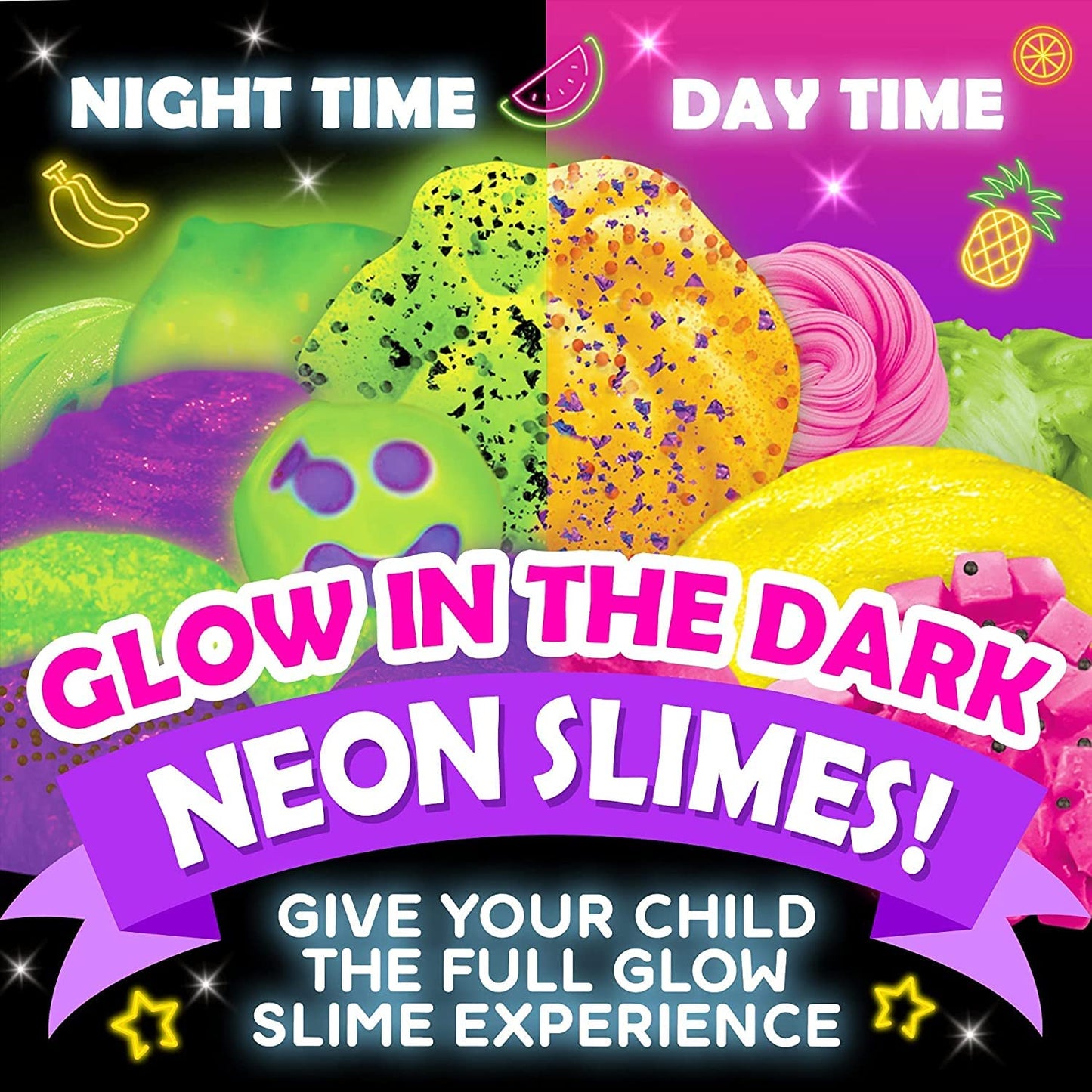 Original Stationery Glow in the Dark Slime Kit – Neon Crunchy Slime & Floam Jelly Cubes, 39-Piece Gift Set for Ages 10-12
