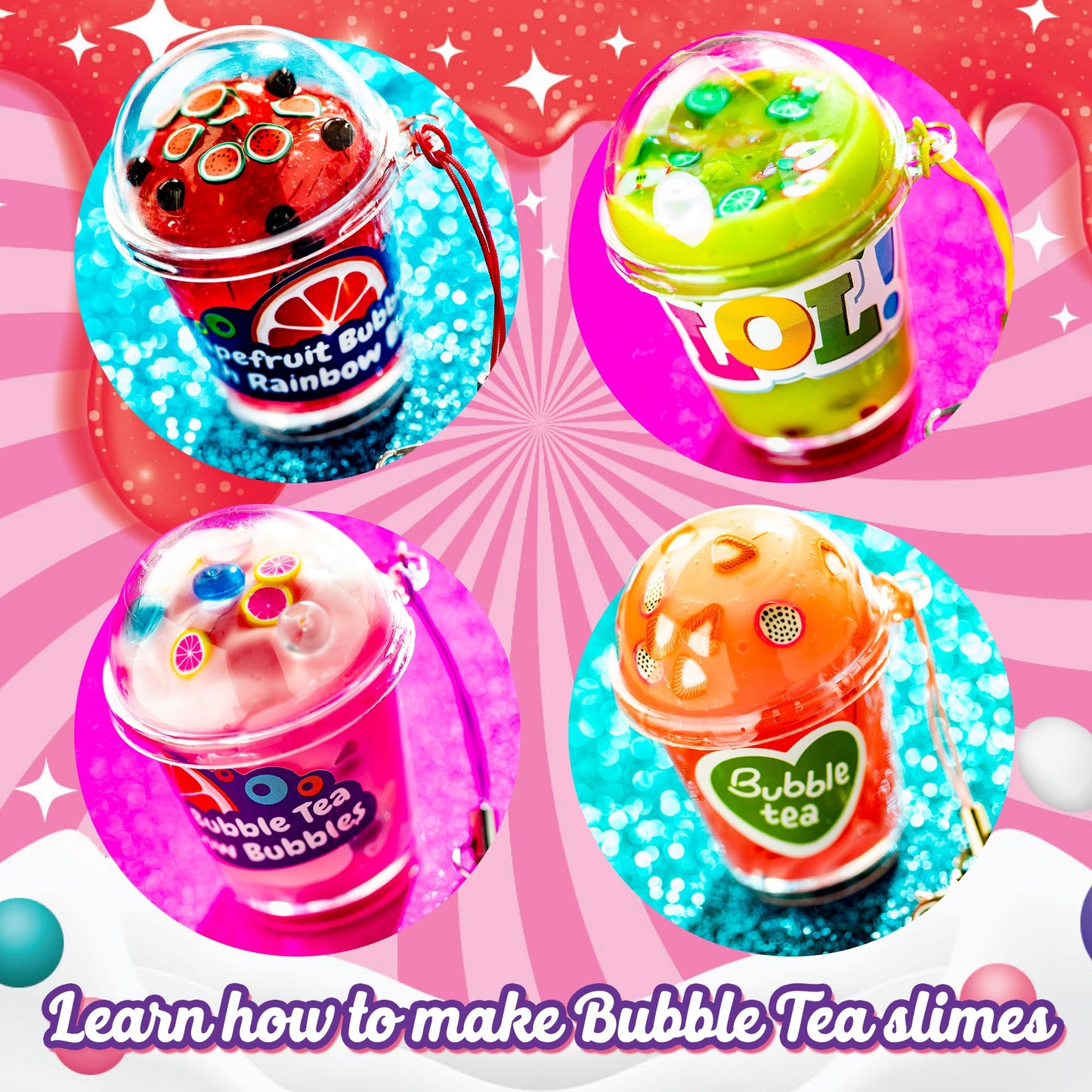 Original Stationery Bubble Tea Slime Kit – Tea Shop Themed DIY Slime for Girls