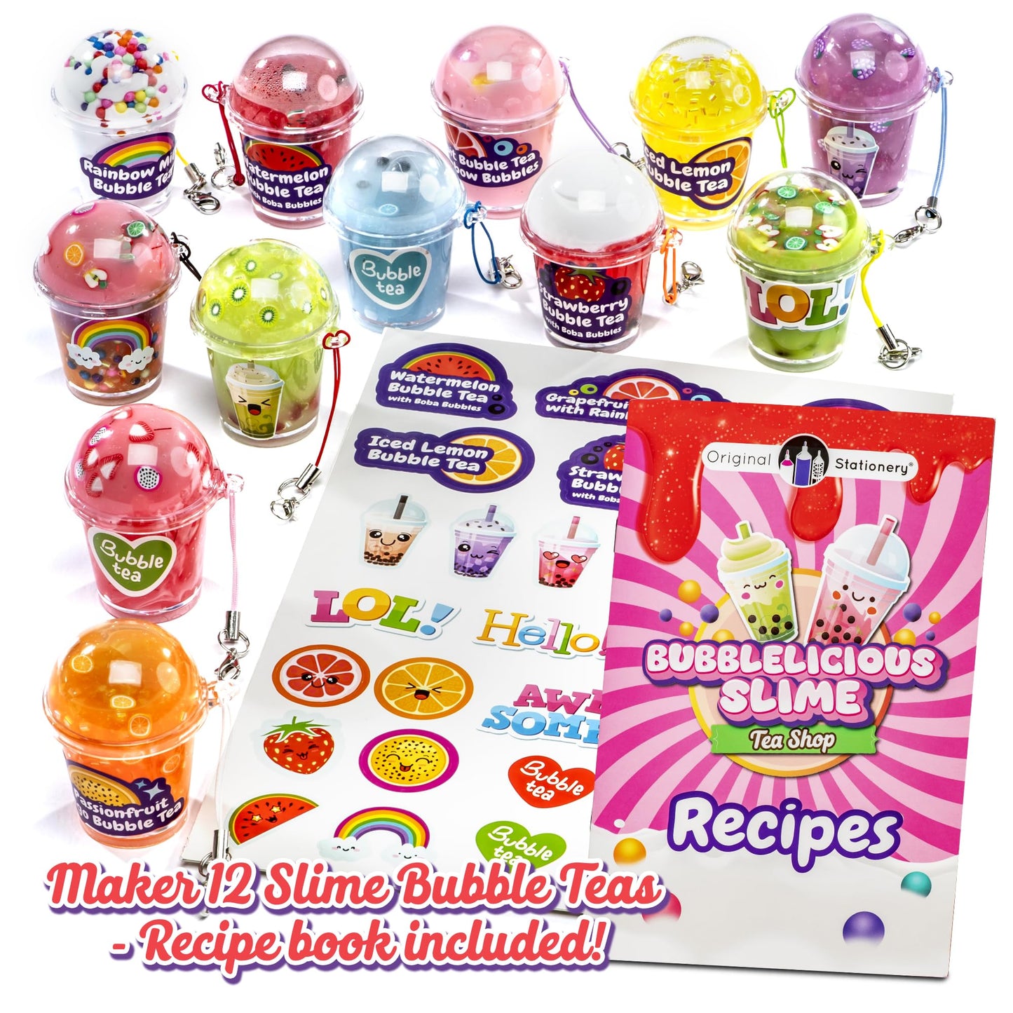 Original Stationery Bubble Tea Slime Kit – Tea Shop Themed DIY Slime for Girls