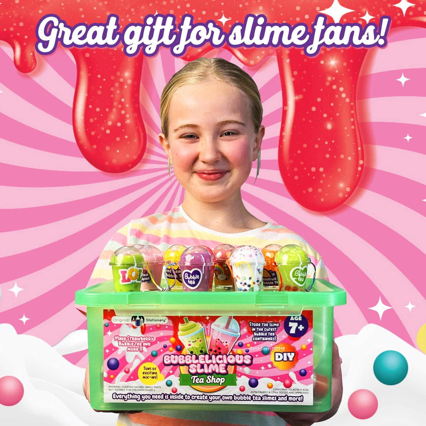 Original Stationery Bubble Tea Slime Kit – Tea Shop Themed DIY Slime for Girls