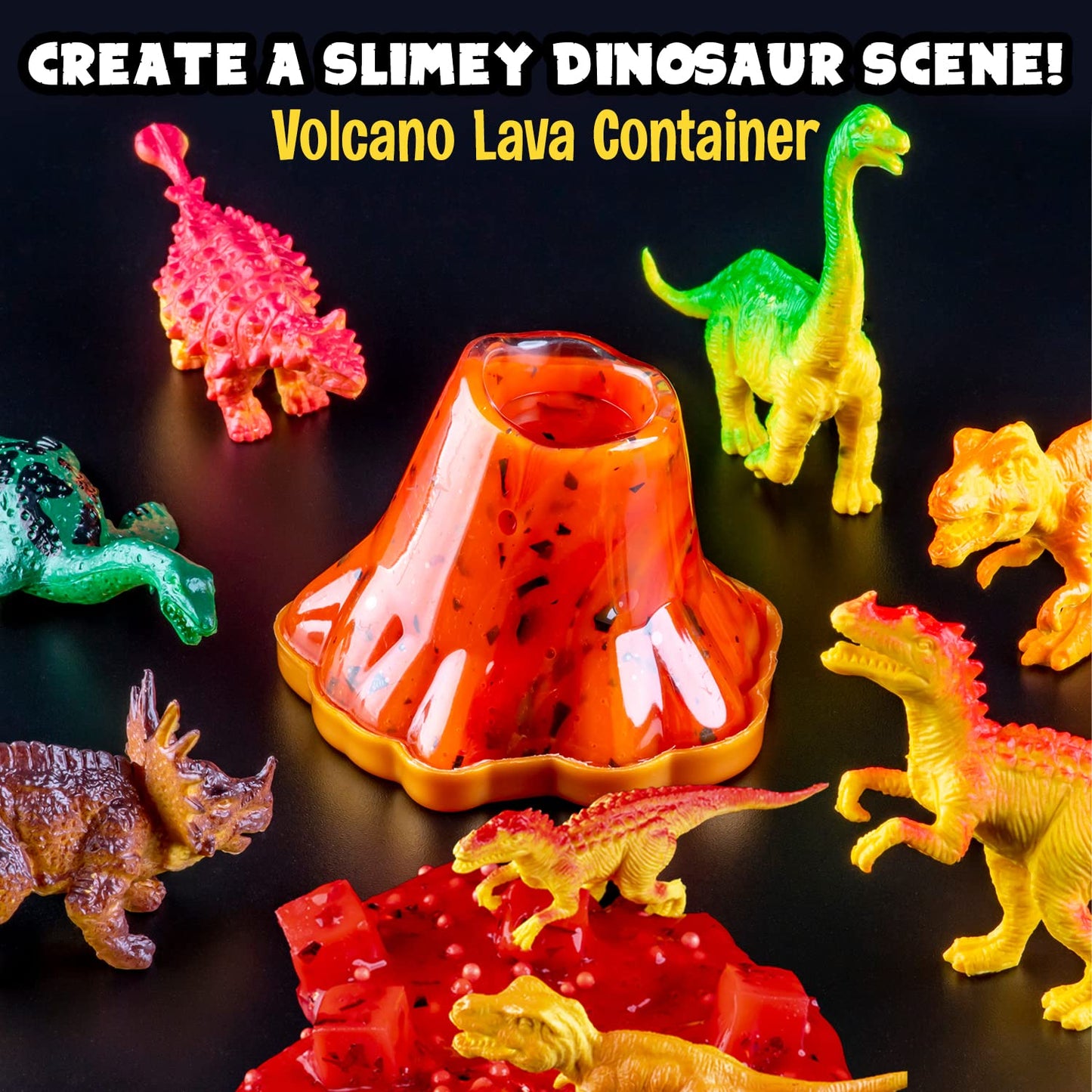 Original Stationery Dinosaur Slime Kit for Boys – Glow-in-the-Dark Slime with Lava & Glitter