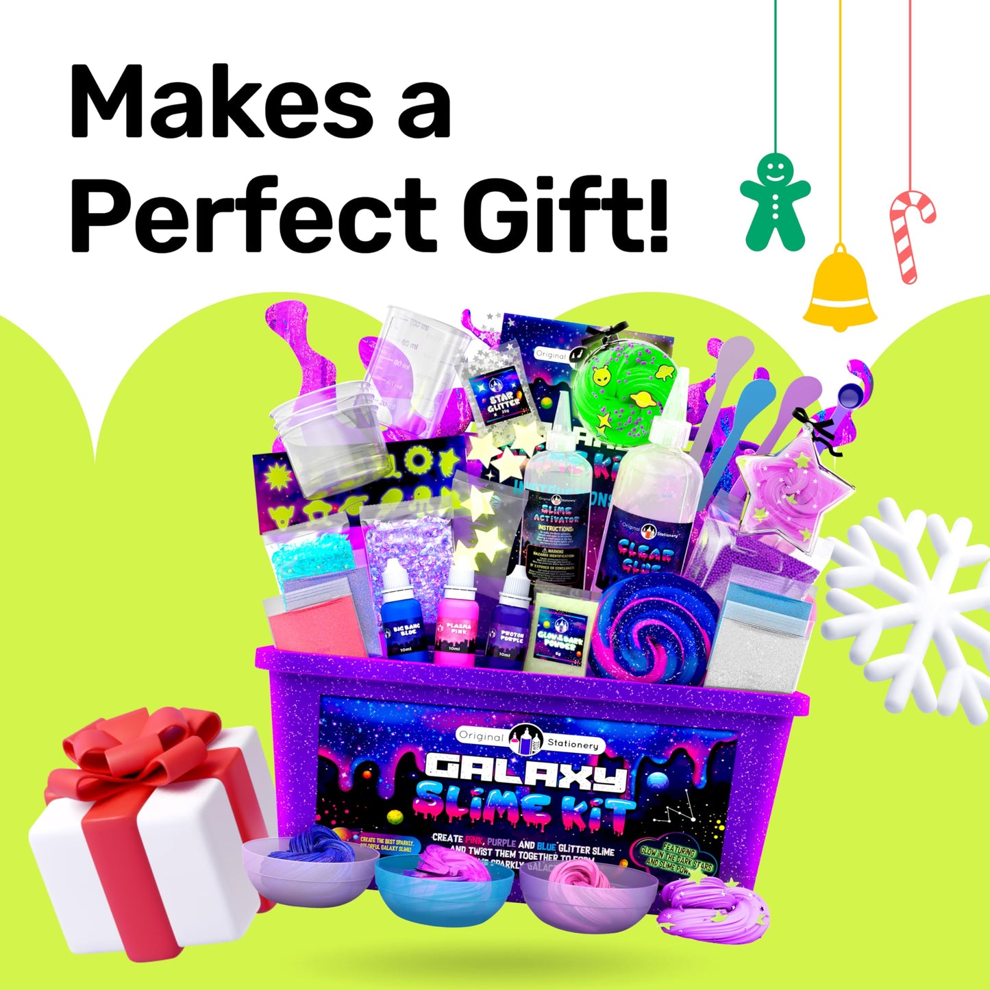 Original Stationery Galaxy Slime Kit for Kids 8–12 — Glow-in-The-Dark Glitter Slime Craft