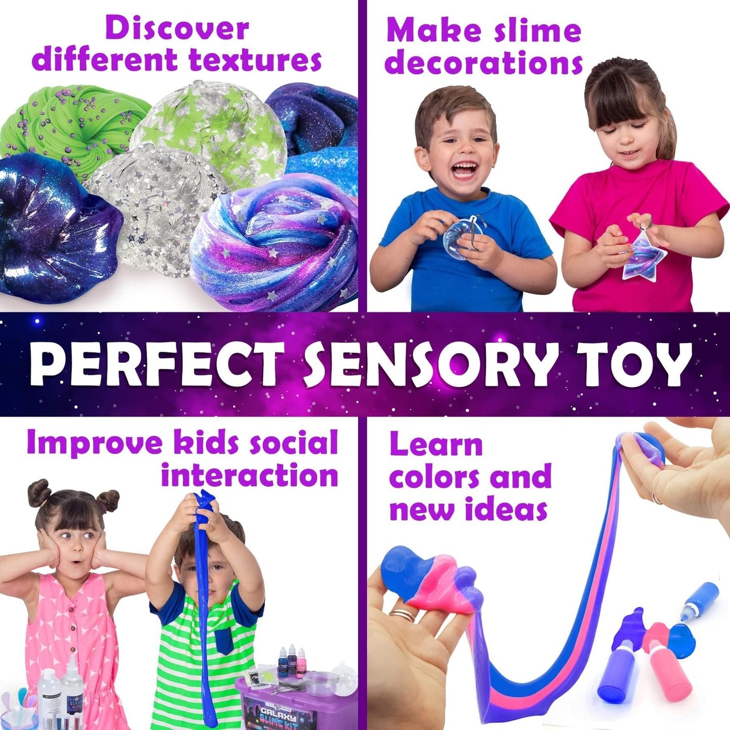 Original Stationery Galaxy Slime Kit for Kids 8–12 — Glow-in-The-Dark Glitter Slime Craft