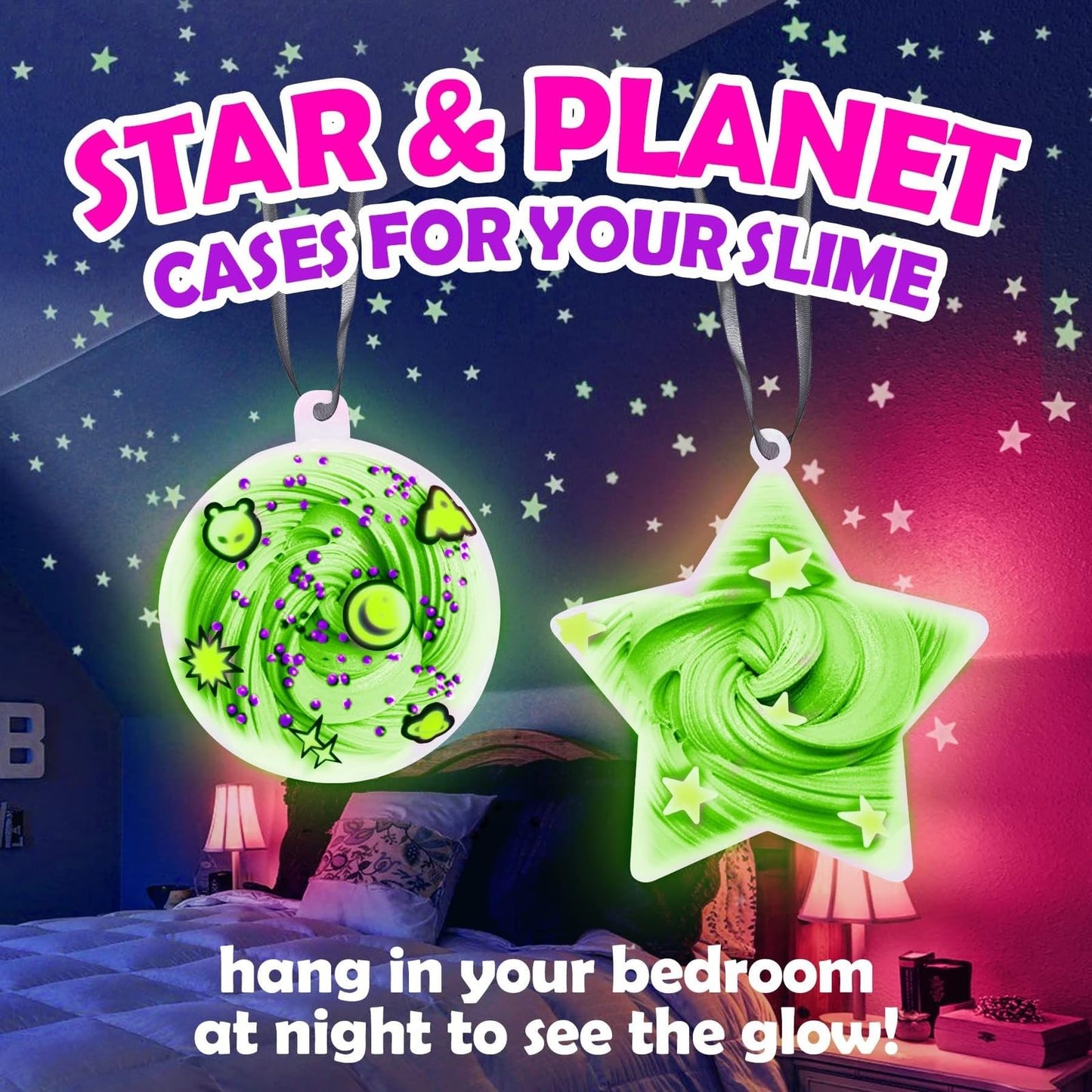 Original Stationery Galaxy Slime Kit for Kids 8–12 — Glow-in-The-Dark Glitter Slime Craft