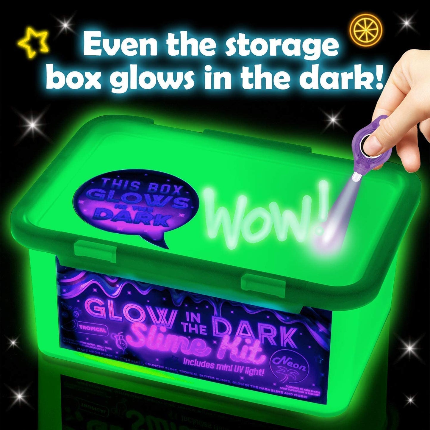 Original Stationery Glow in the Dark Slime Kit – Neon Crunchy Slime & Floam Jelly Cubes, 39-Piece Gift Set for Ages 10-12