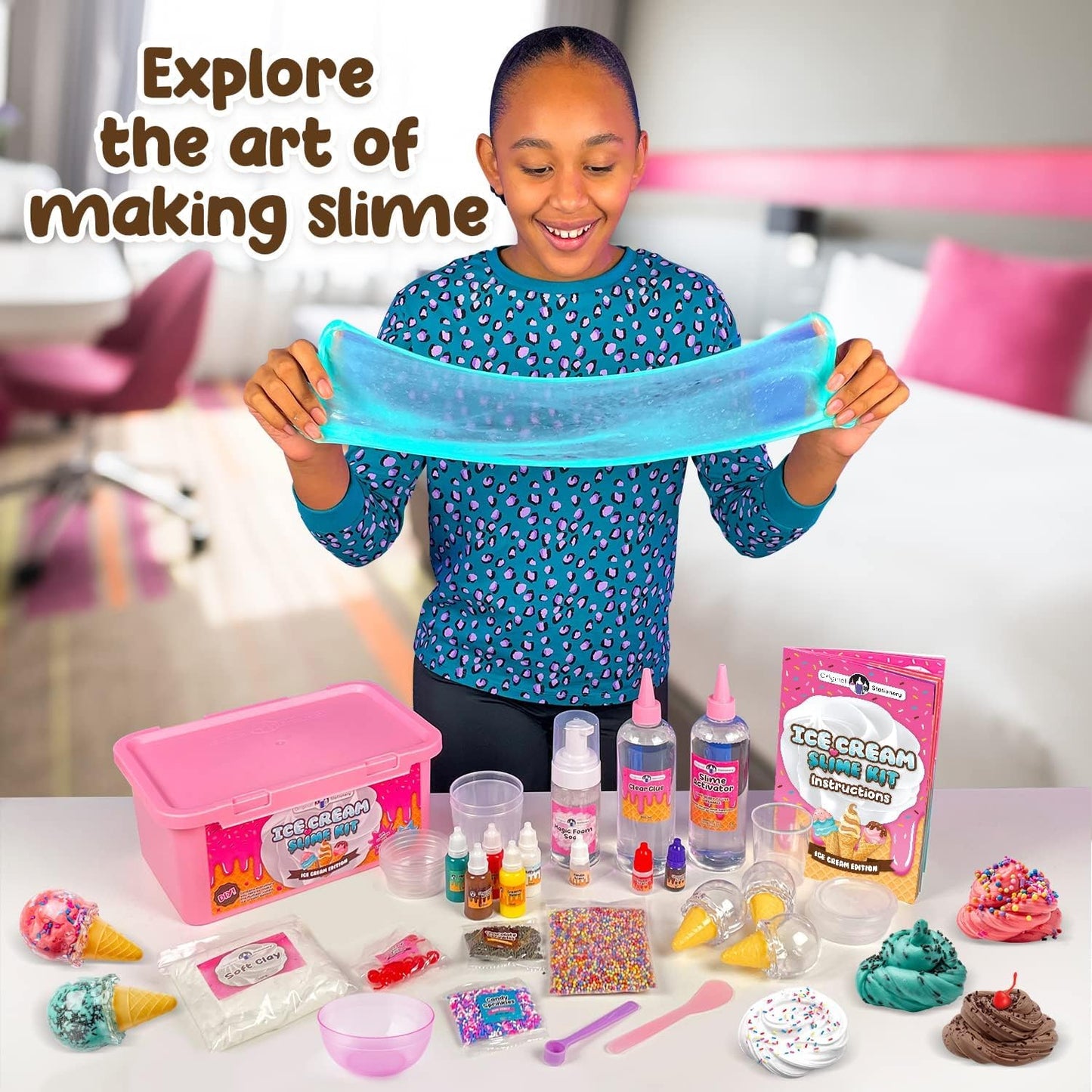 Original Stationery Ice Cream Slime Kit – 31-Piece Scented Slime Set for Girls 8–12