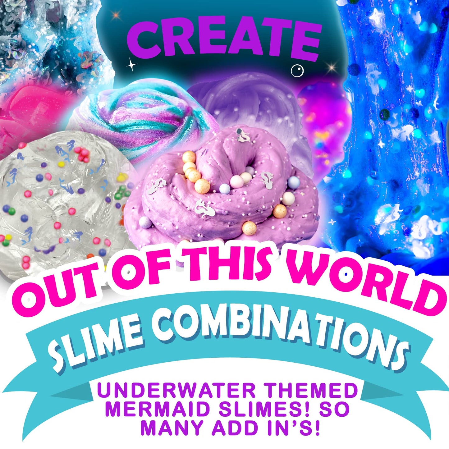 Original Stationery Mermaid Slime Kit – 35-Piece Glow-in-the-Dark Butter & Glitter Slime Set