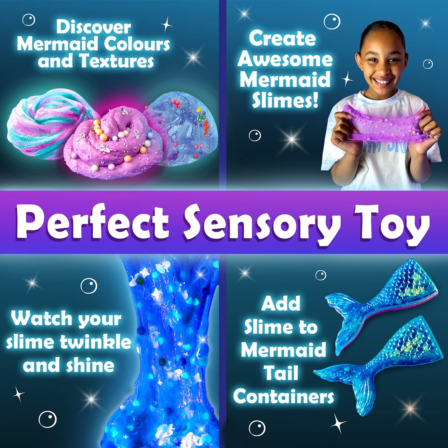Original Stationery Mermaid Slime Kit – 35-Piece Glow-in-the-Dark Butter & Glitter Slime Set