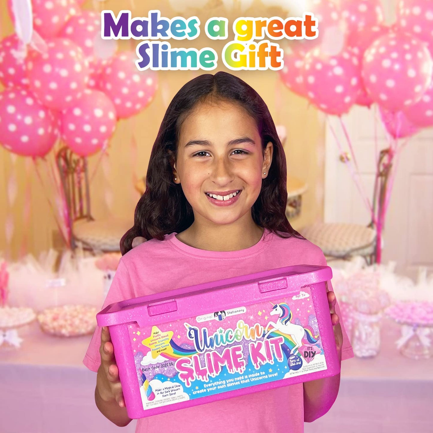 Original Stationery Unicorn Glow-in-the-Dark Slime Kit for Girls 7–12 | 25+ Mix-Ins & Activator