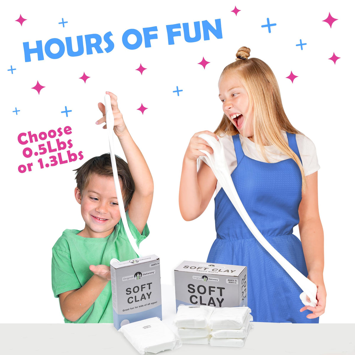 Original Stationery Soft Clay for Slime Making — Moldable Modeling Clay for Butter Slime, 1.3 Lbs / 600g, Six-Bag Fresh Pack