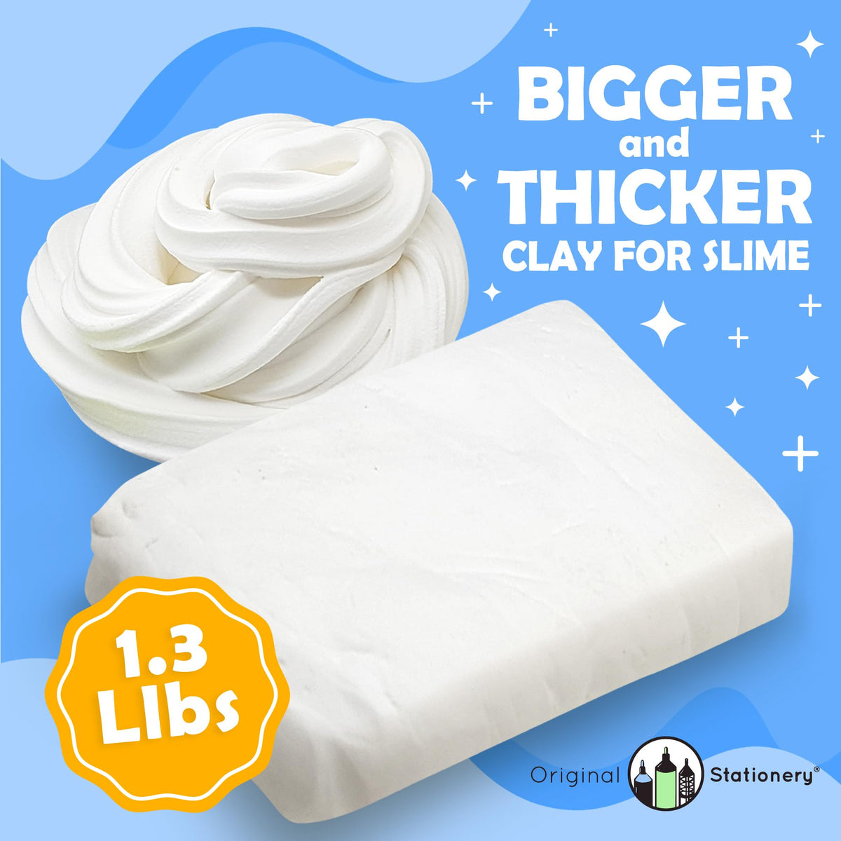 Original Stationery Soft Clay for Slime Making — Moldable Modeling Clay for Butter Slime, 1.3 Lbs / 600g, Six-Bag Fresh Pack
