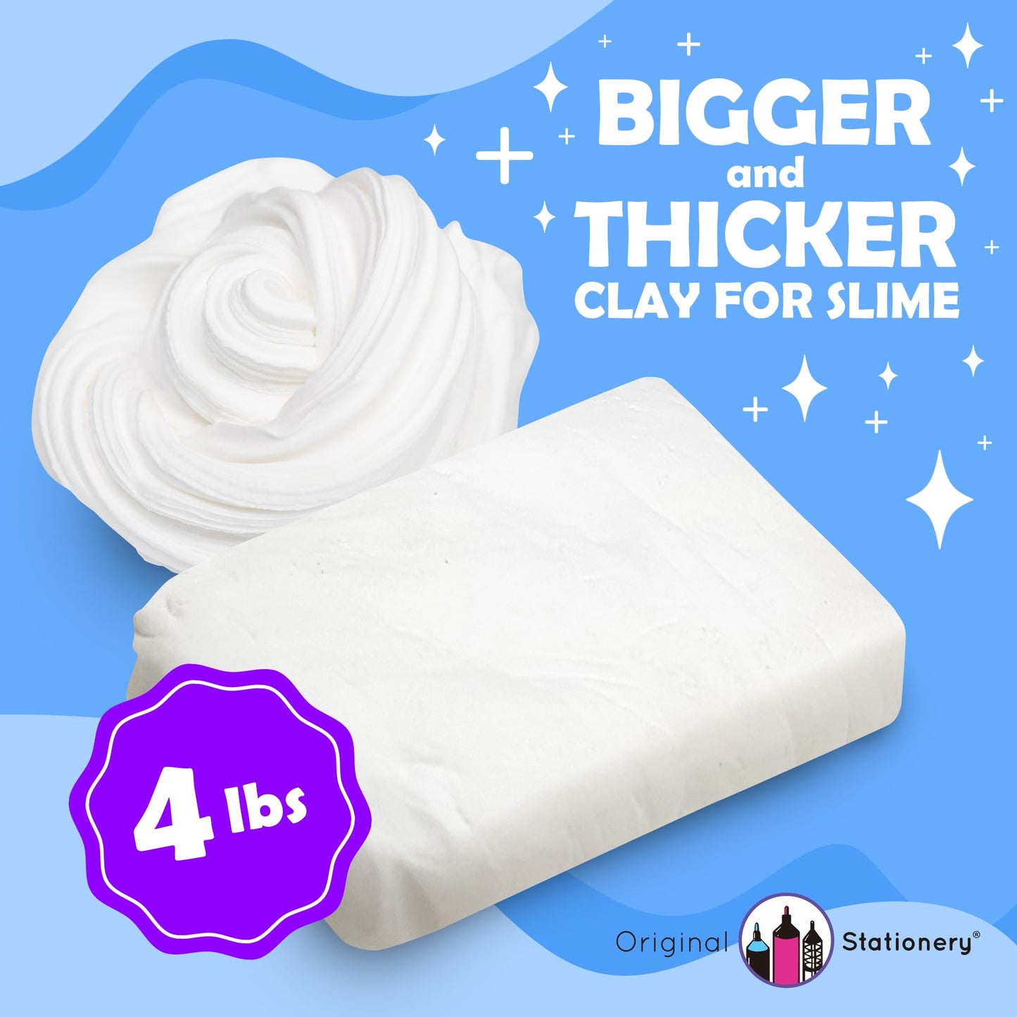 Original Stationery Soft Clay Modeling Compound – 4 lb White, Air-Dry Cloud Dough & Butter Slime for DIY Slime