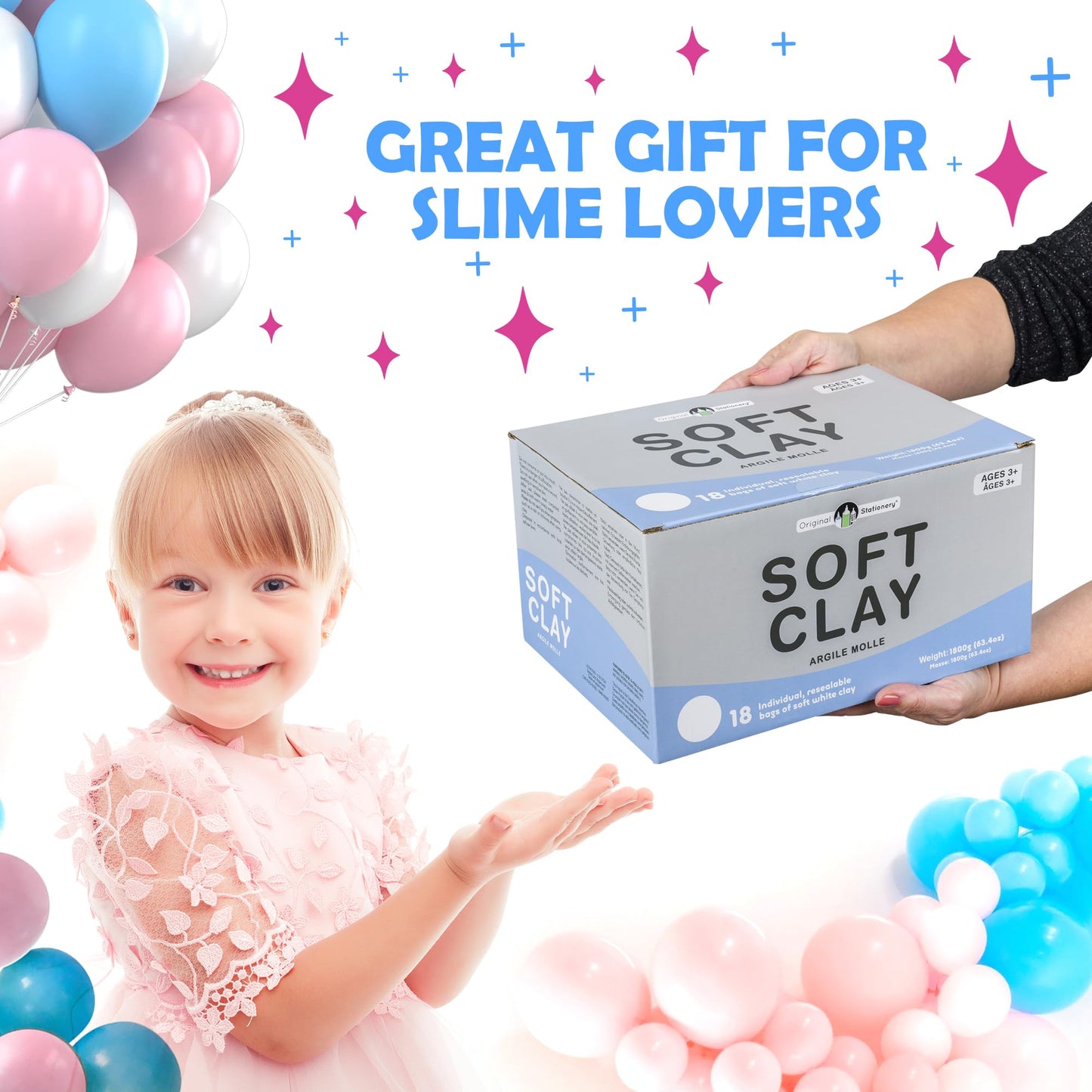 Original Stationery Soft Clay Modeling Compound – 4 lb White, Air-Dry Cloud Dough & Butter Slime for DIY Slime
