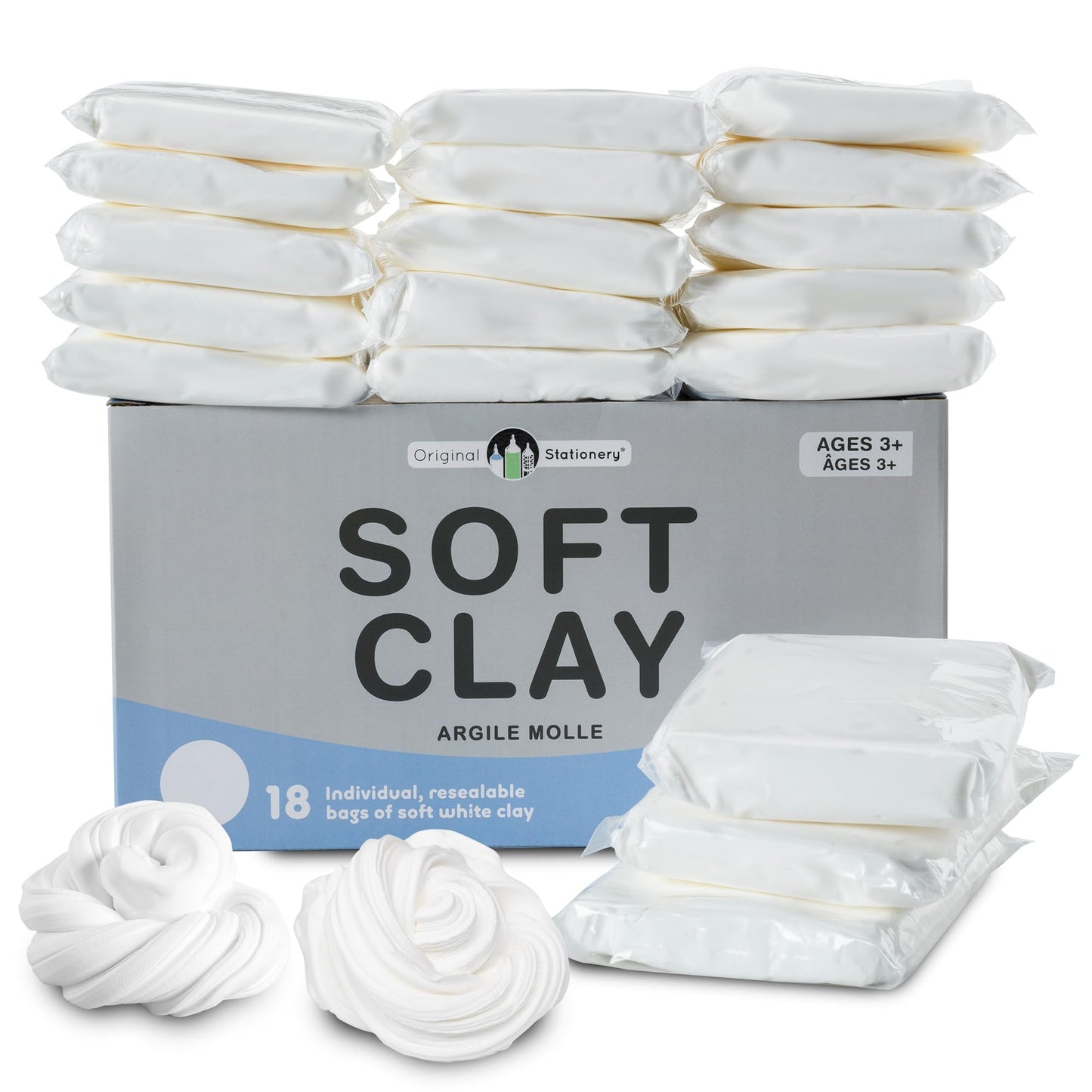 Original Stationery Soft Clay Modeling Compound – 4 lb White, Air-Dry Cloud Dough & Butter Slime for DIY Slime