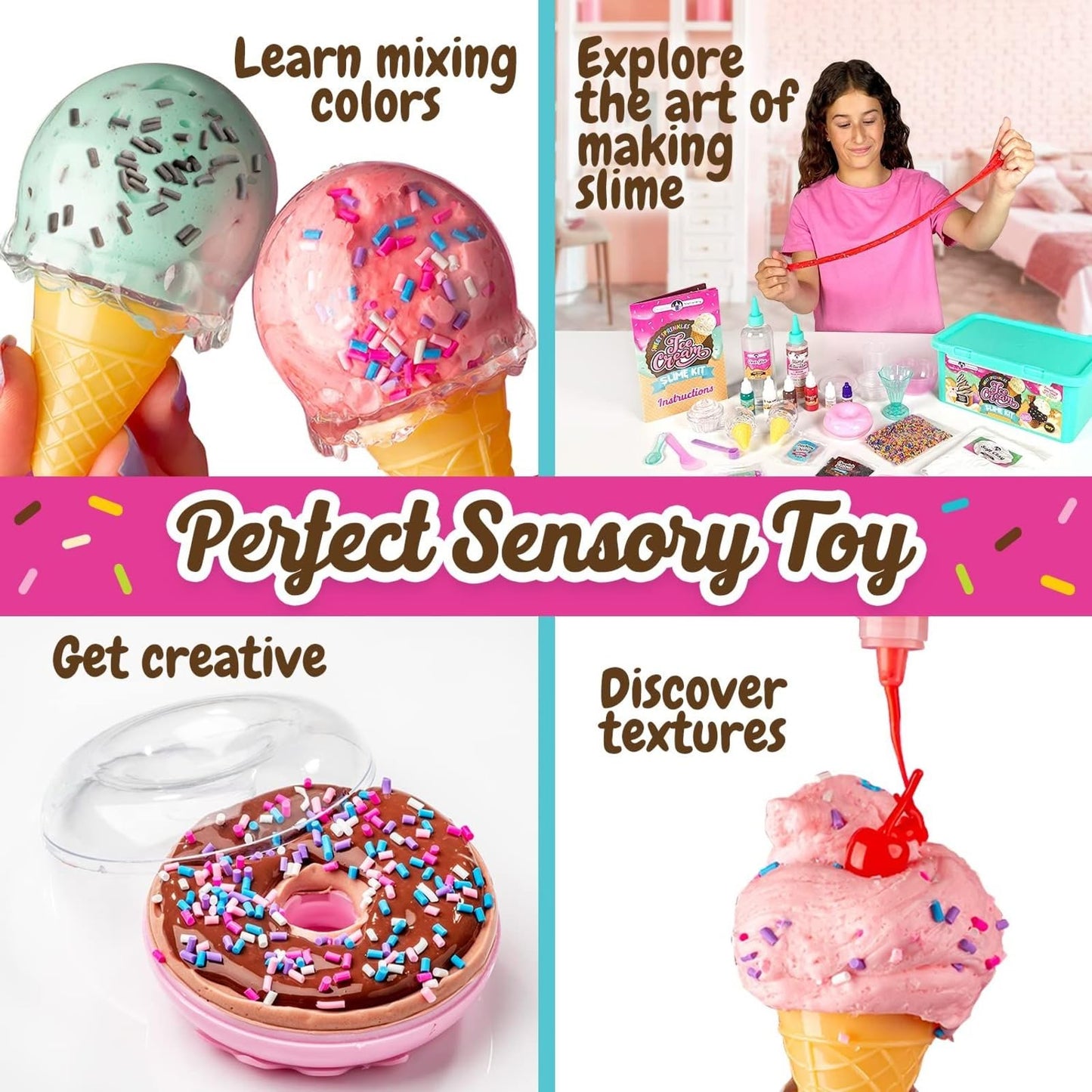 Original Stationery Sweet Sprinkles Ice Cream Slime Kit for Girls 7–12 | DIY Slime Set