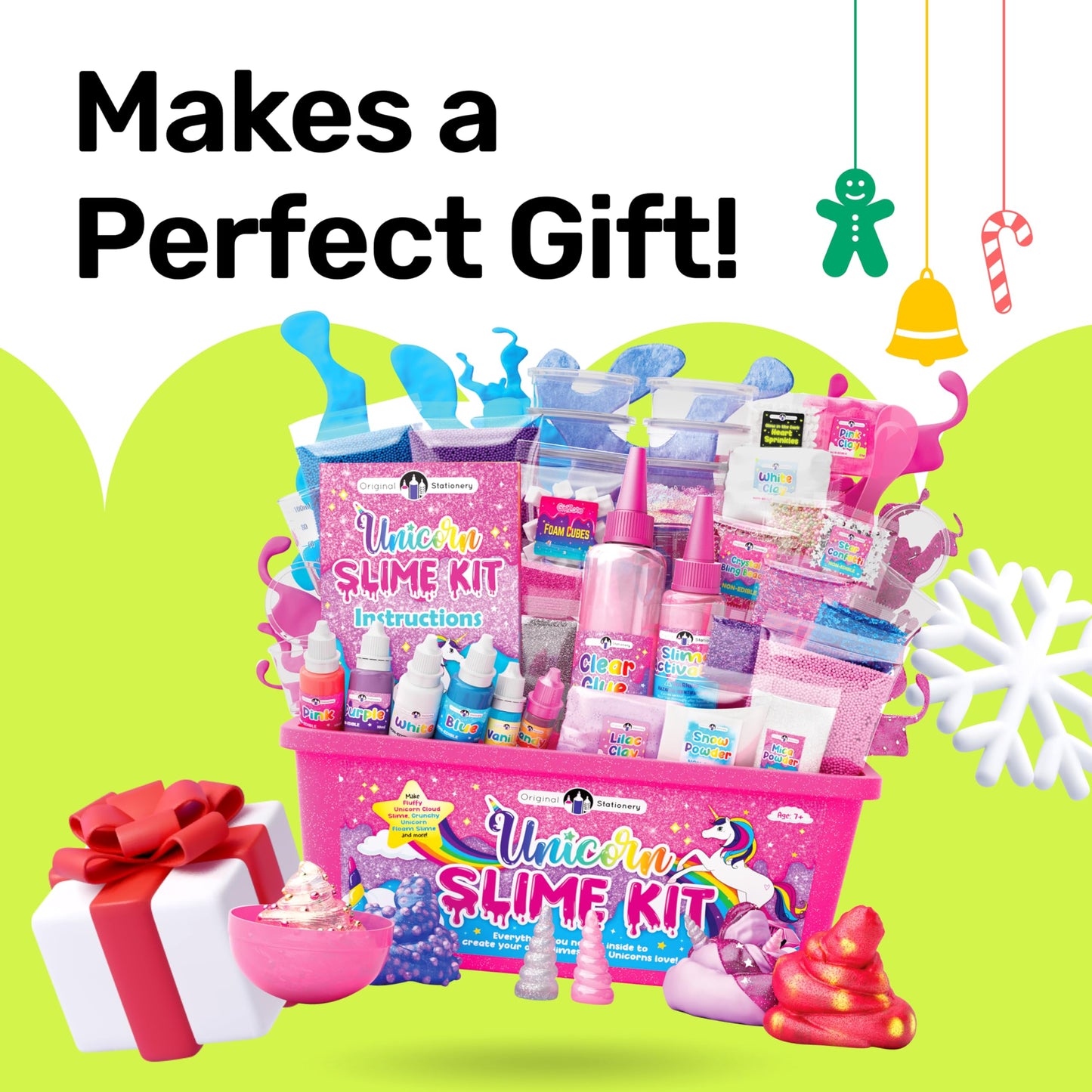 Original Stationery Unicorn Glow-in-the-Dark Slime Kit for Girls 7–12 | 25+ Mix-Ins & Activator