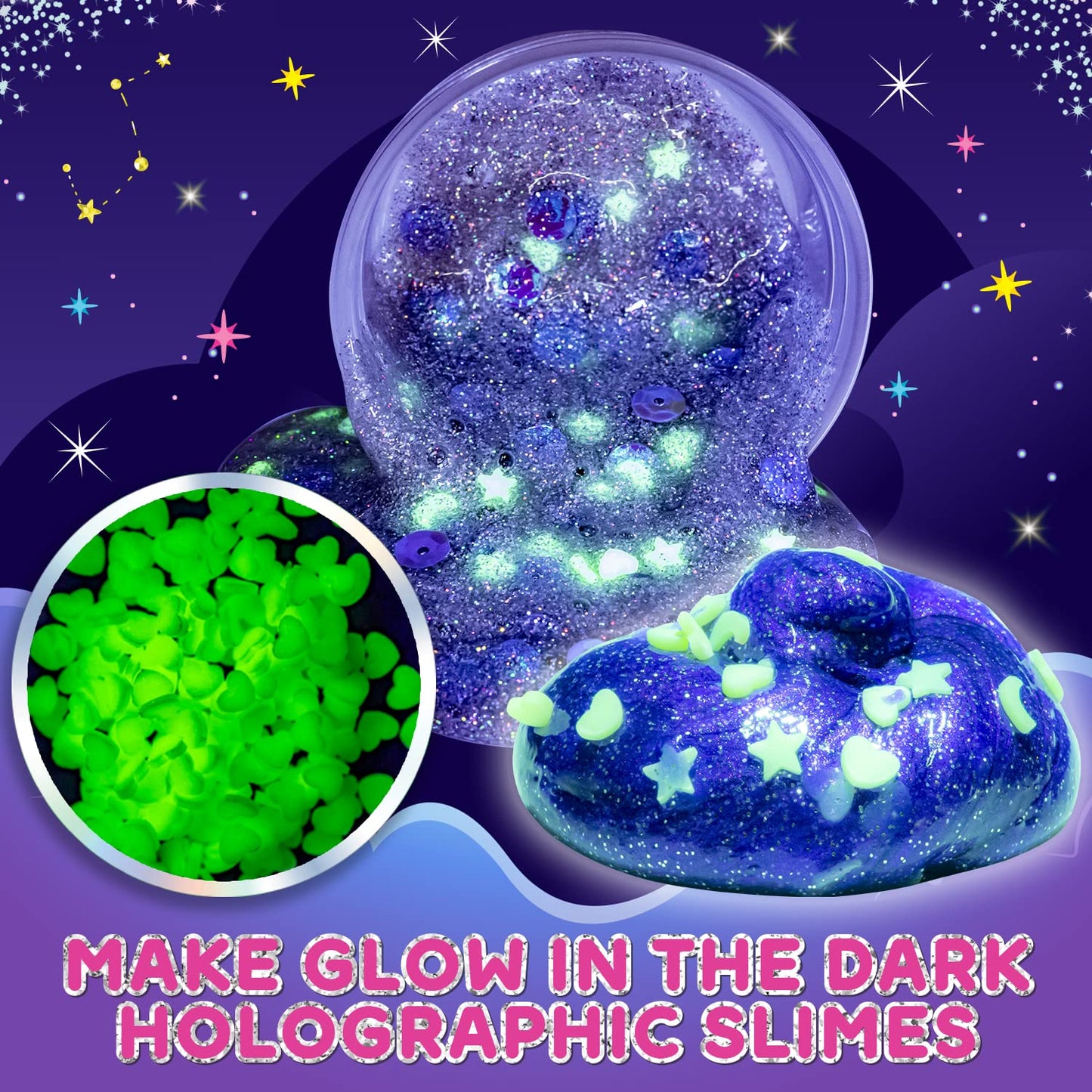 Original Stationery Unicorn Slime Kit for Girls 7–12 | Glow-in-The-Dark, Pearlescent & Glitter Slimes