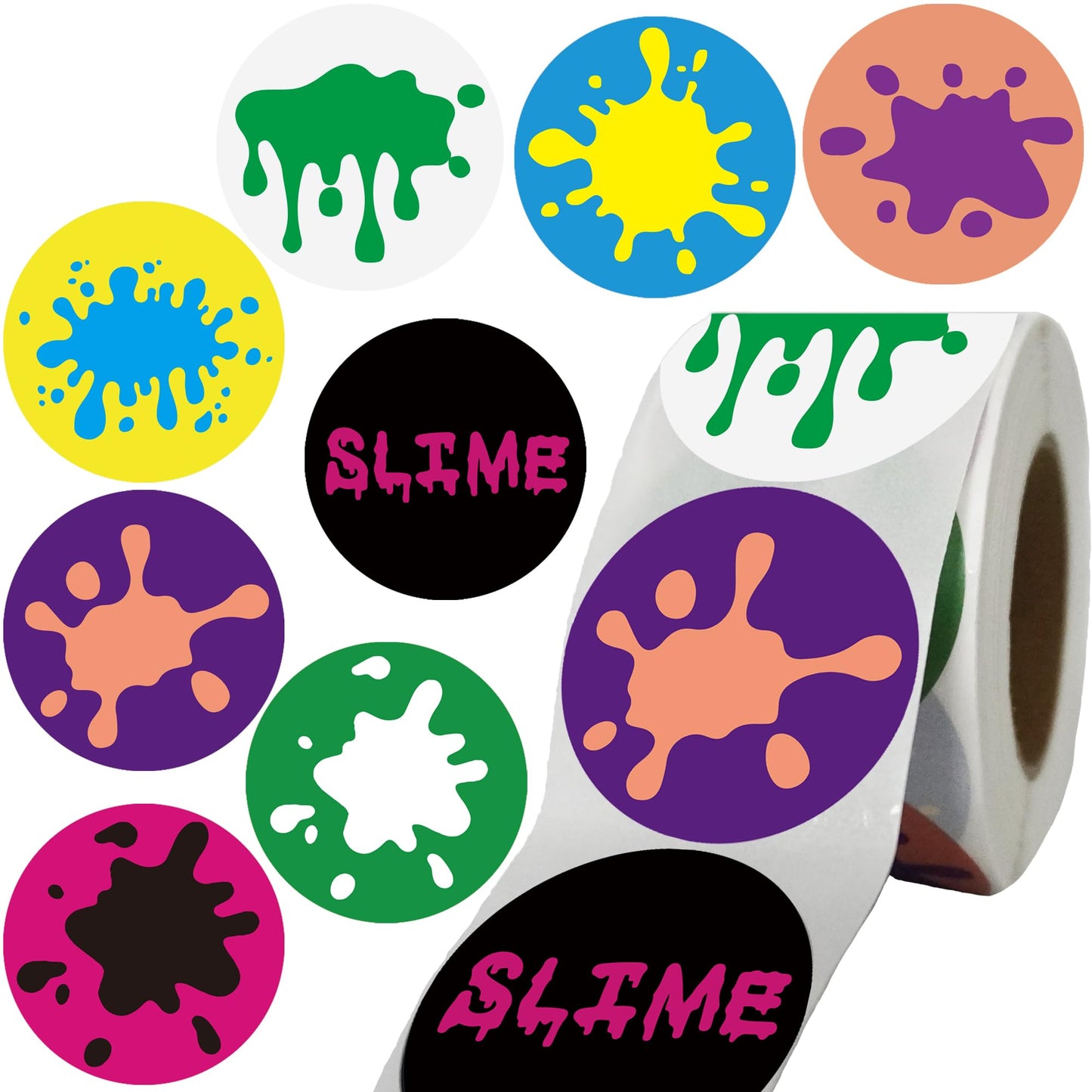 OriniPlay 500 Pcs Rainbow Slime Sticker Pack – 8 Styles for Parties, Crafts, and Decor