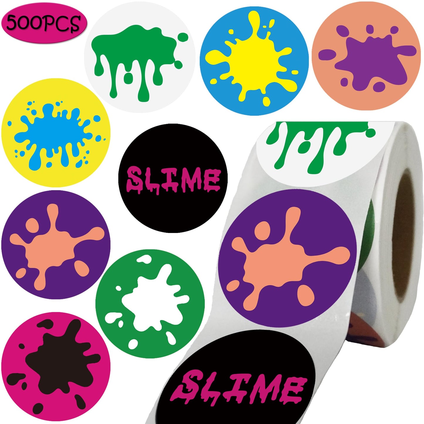 OriniPlay 500 Pcs Rainbow Slime Sticker Pack – 8 Styles for Parties, Crafts, and Decor