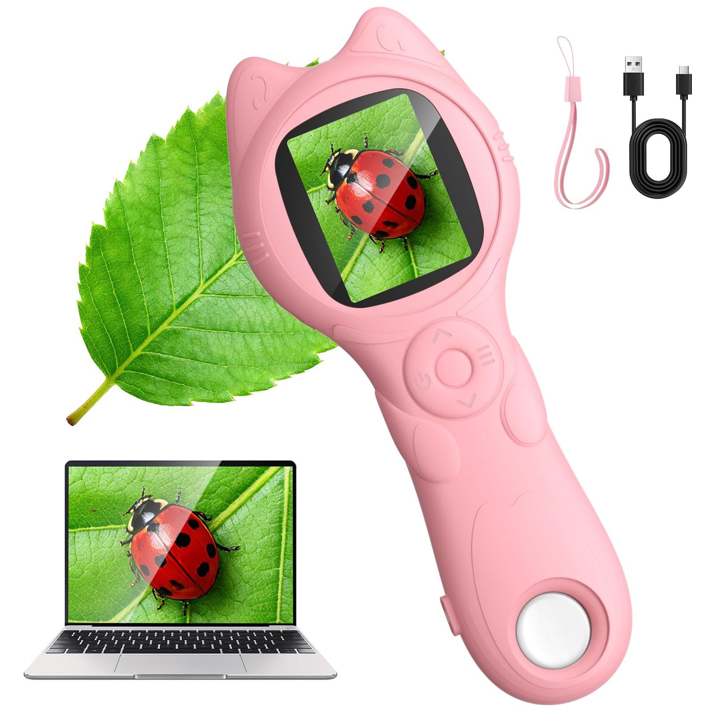 Oripira Kids Microscope Handheld Autofocus 500X – 1080P Mini Pocket Microscope for Kids