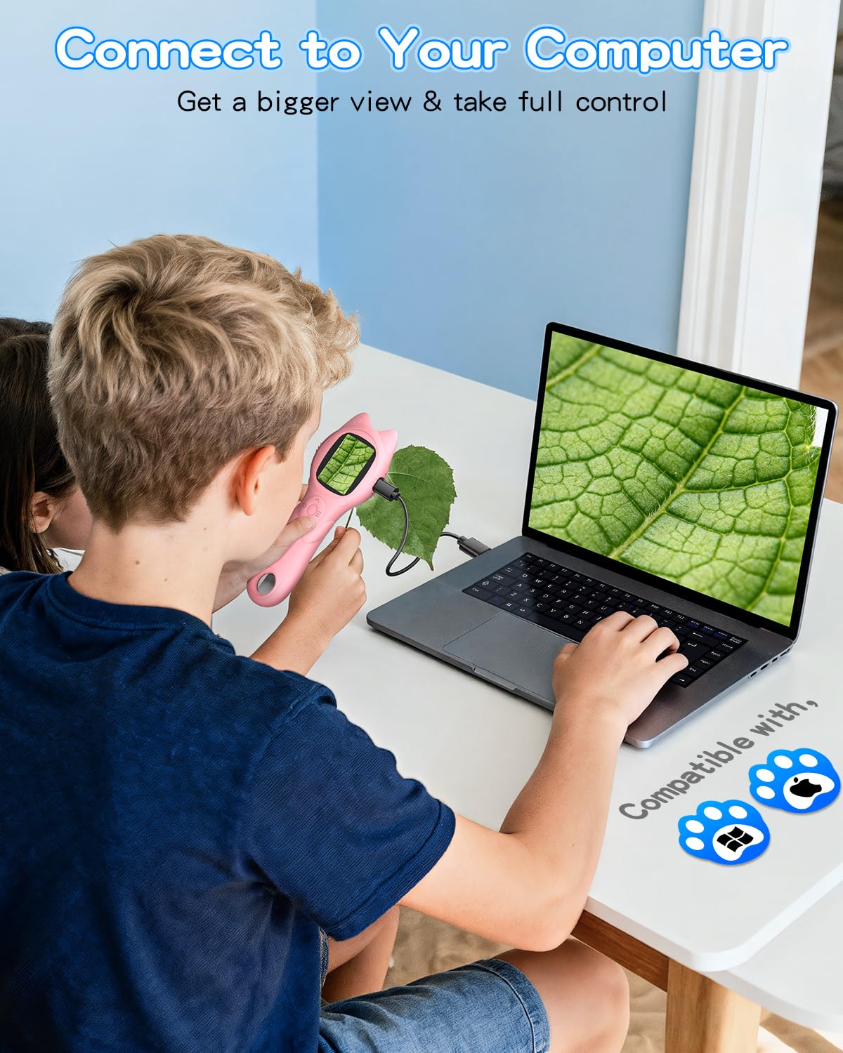 Oripira Kids Microscope Handheld Autofocus 500X – 1080P Mini Pocket Microscope for Kids