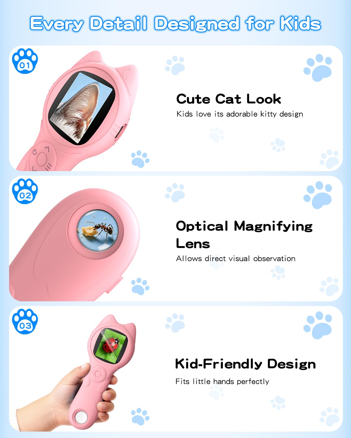 Oripira Kids Microscope Handheld Autofocus 500X – 1080P Mini Pocket Microscope for Kids