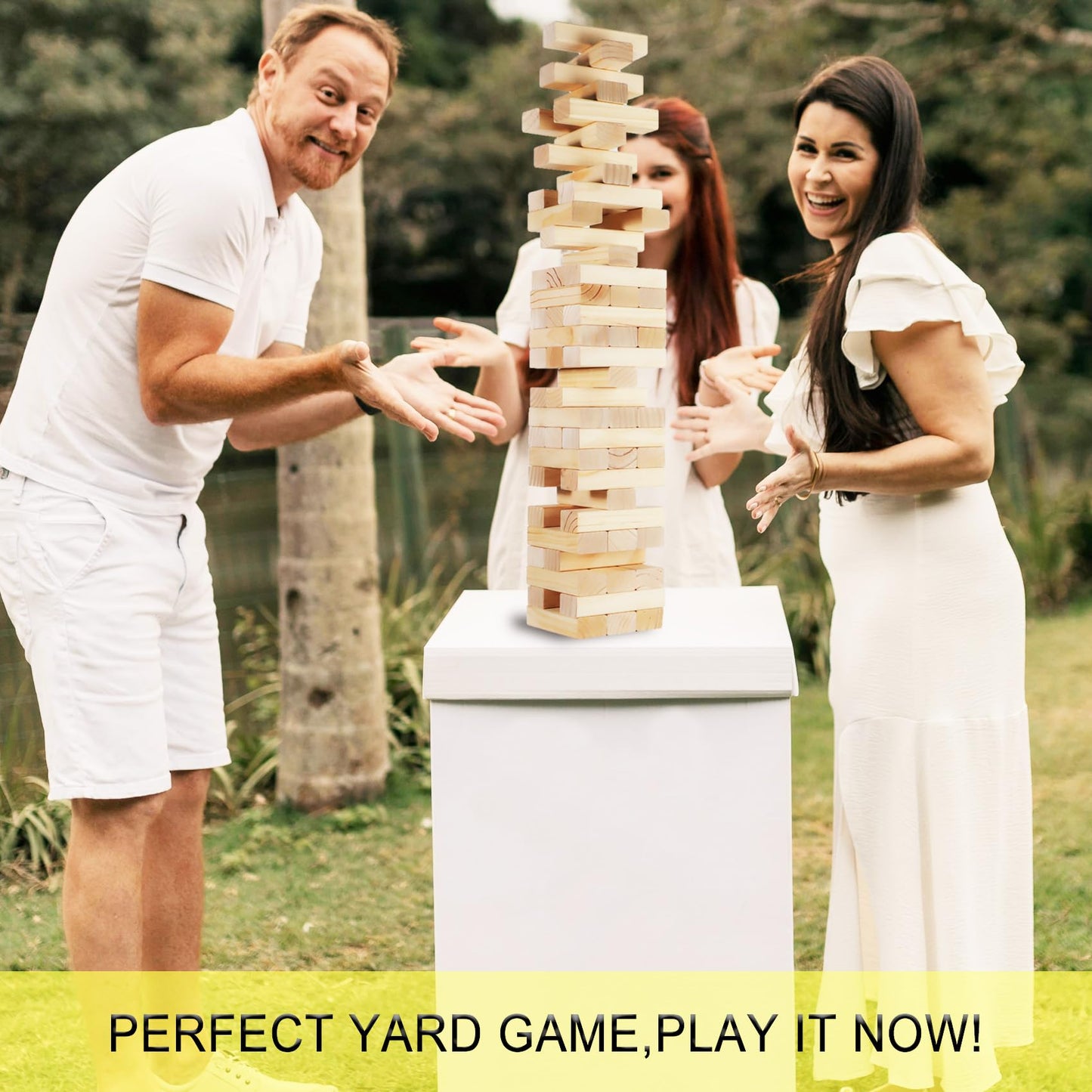 Orizliztion Tumbling Tower Game – 60 Premium Blocks, 3.3 ft Outdoor Fun