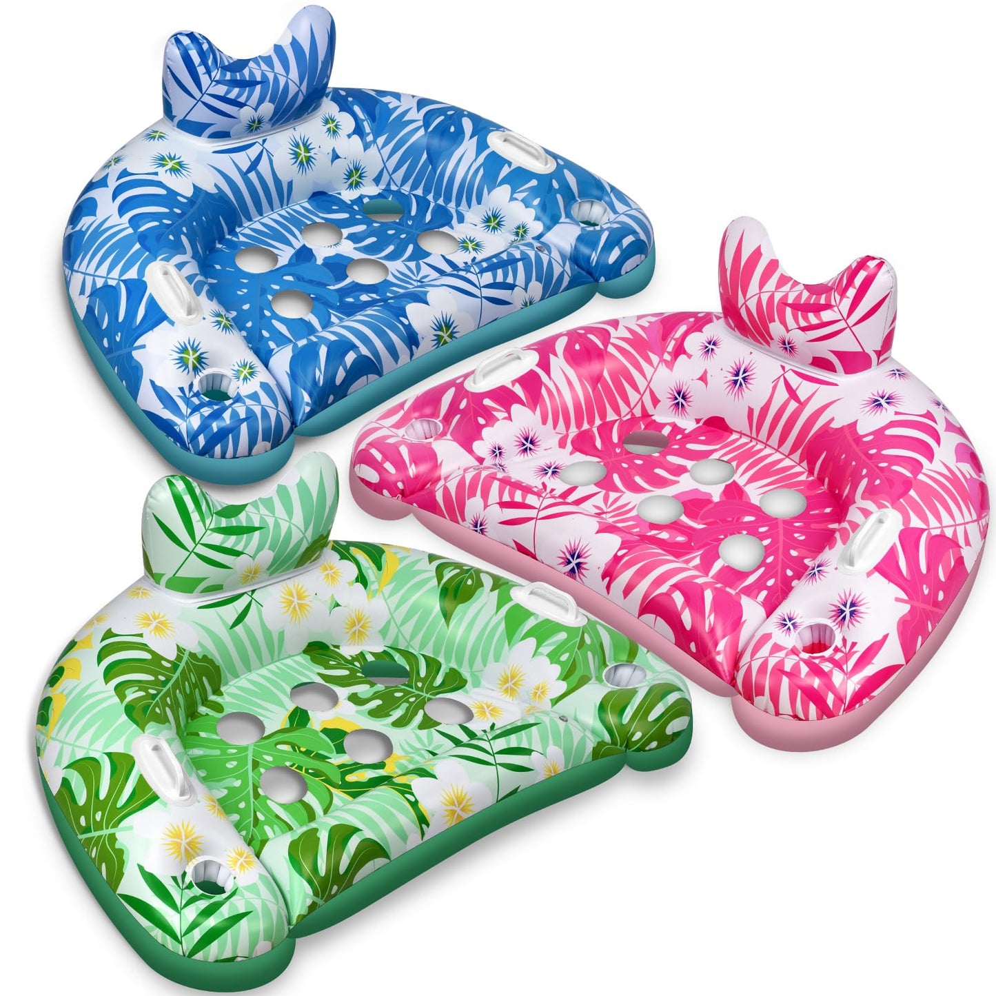 Ornnut Pool Floats 3-Pack – Inflatable Lounge Chairs with Cupholders & Handles