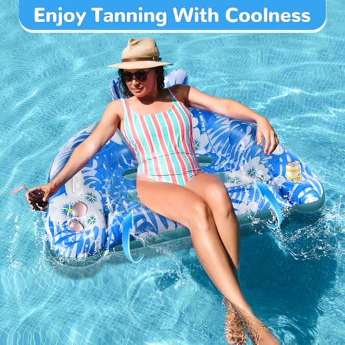 Ornnut Pool Floats 3-Pack – Inflatable Lounge Chairs with Cupholders & Handles