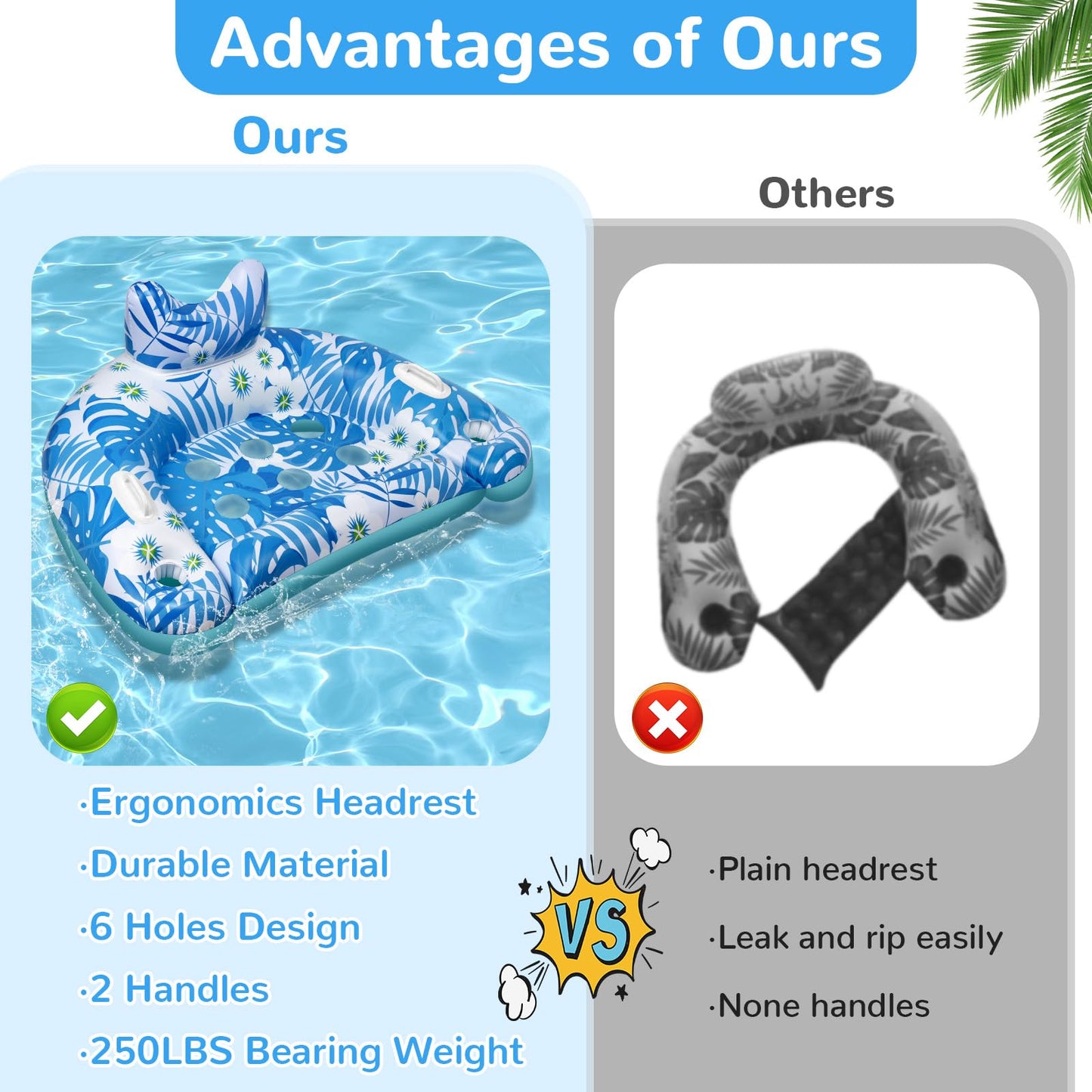 Ornnut Pool Floats 3-Pack – Inflatable Lounge Chairs with Cupholders & Handles
