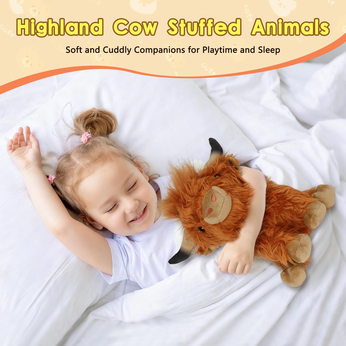 OROZCOR Highland Cow Plush Toy – Realistic Fluffy Highland Cow Stuffed Animal for Kids, Brown