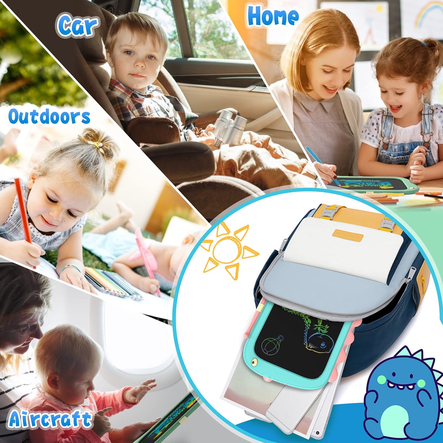 ORSEN 8.5-Inch Doodle Board for Kids 3-7 – Dinosaur Toy & Learning Tablet