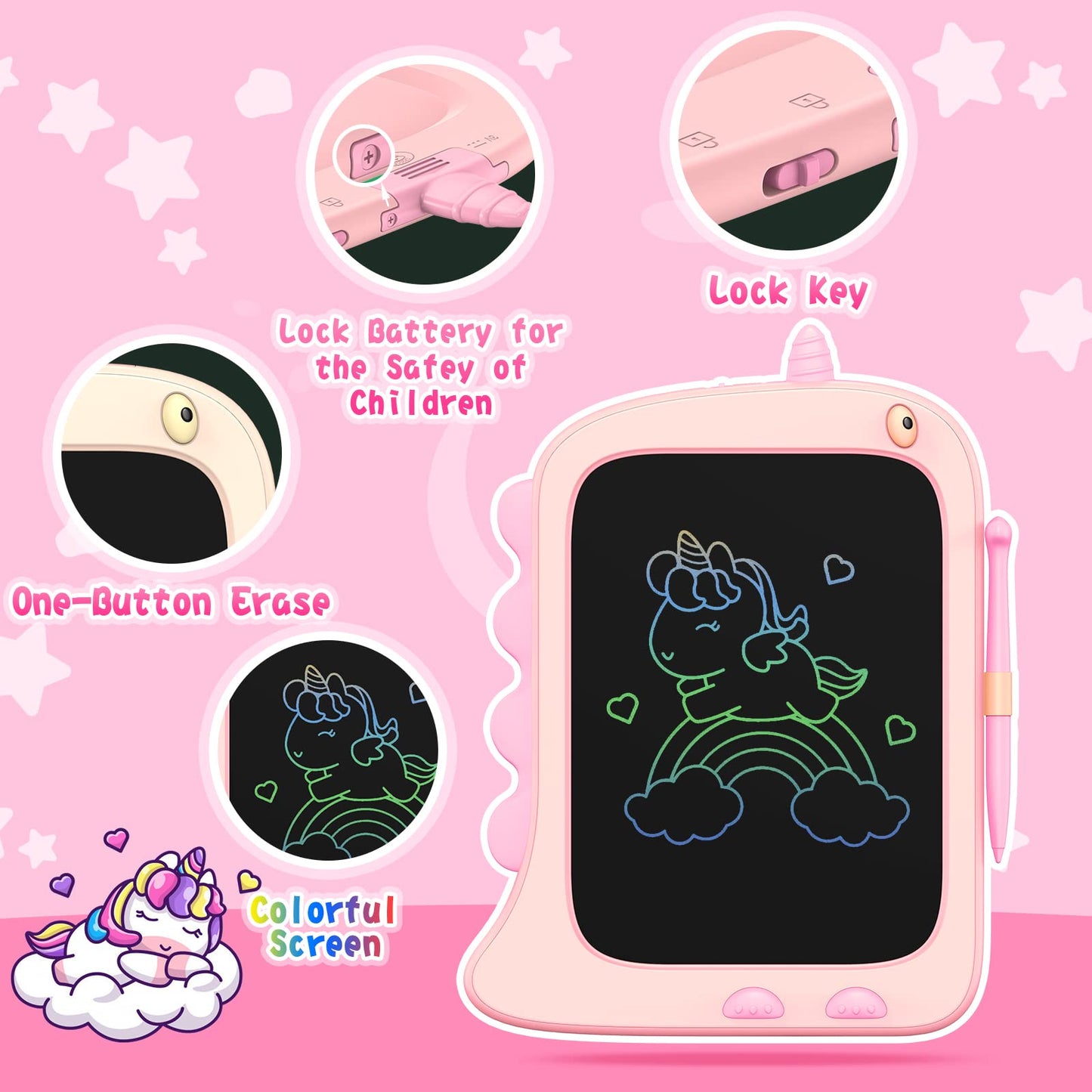 ORSEN 8.5 Inch Unicorn LCD Doodle Board | Kids Drawing Tablet for Girls 2-7