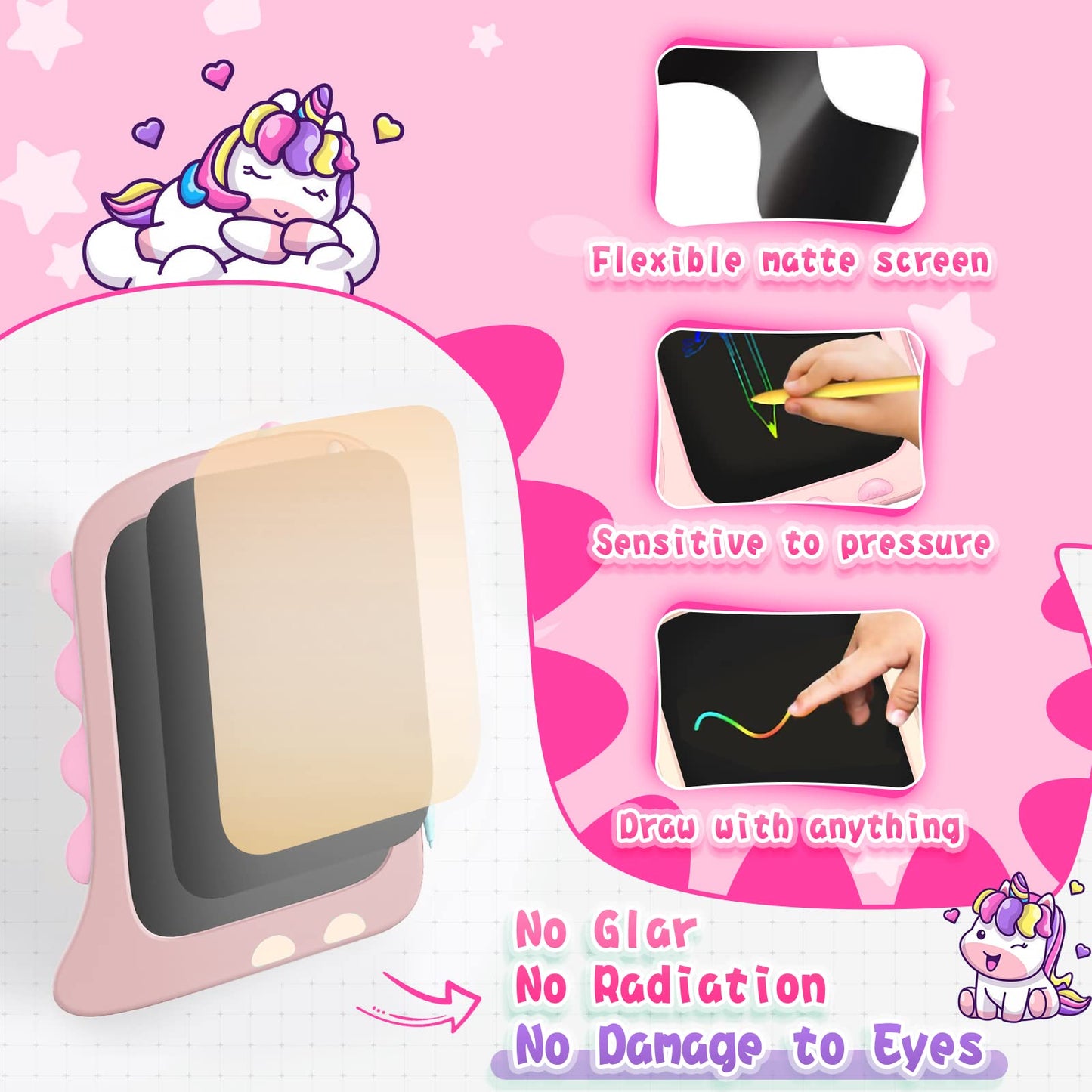 ORSEN 8.5 Inch Unicorn LCD Doodle Board | Kids Drawing Tablet for Girls 2-7