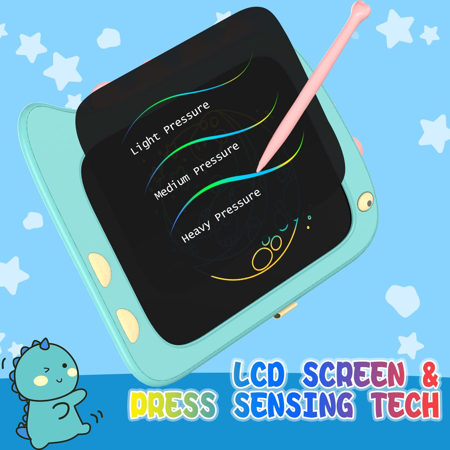ORSEN 8.5-Inch Doodle Board for Kids 3-7 – Dinosaur Toy & Learning Tablet