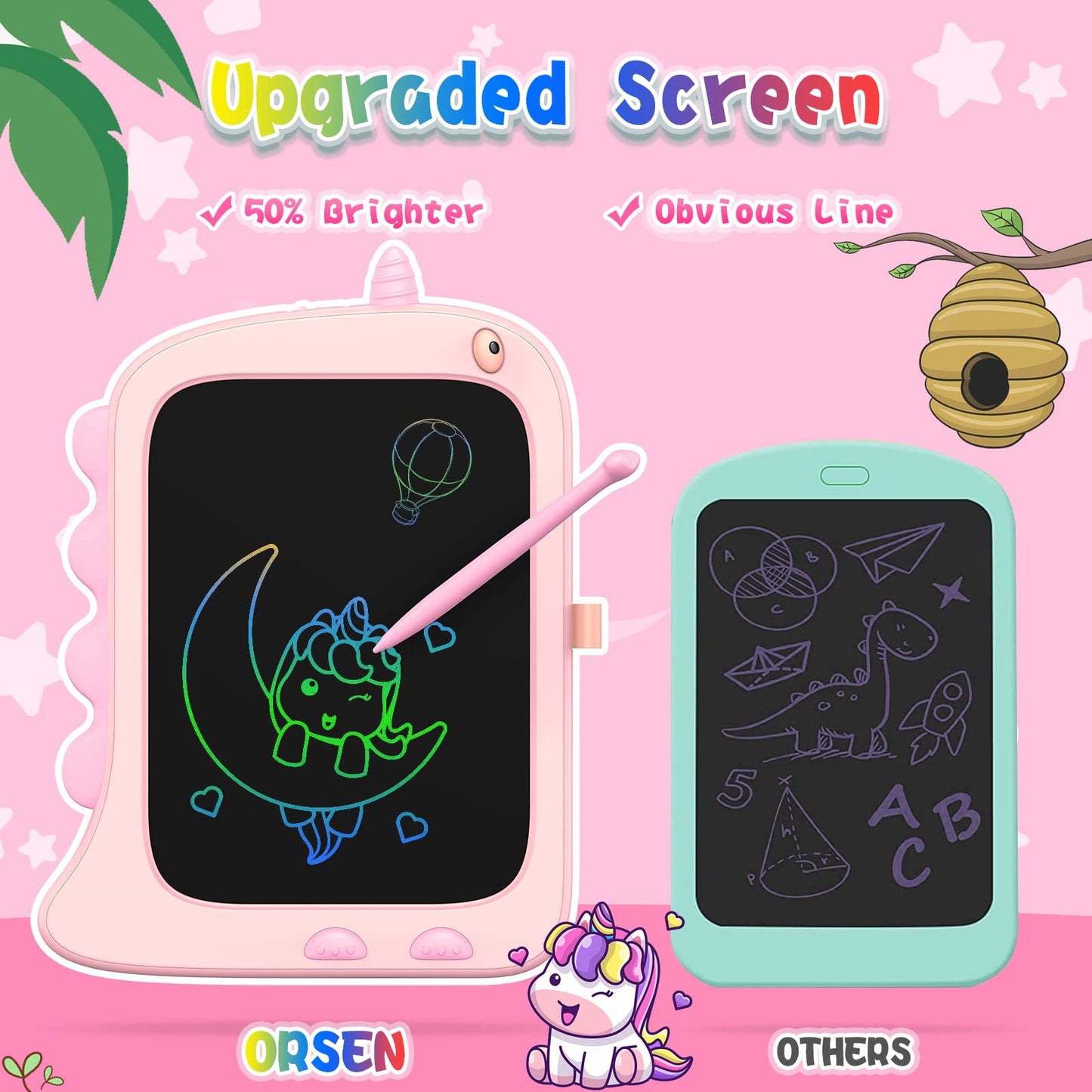 ORSEN 8.5 Inch Unicorn LCD Doodle Board | Kids Drawing Tablet for Girls 2-7