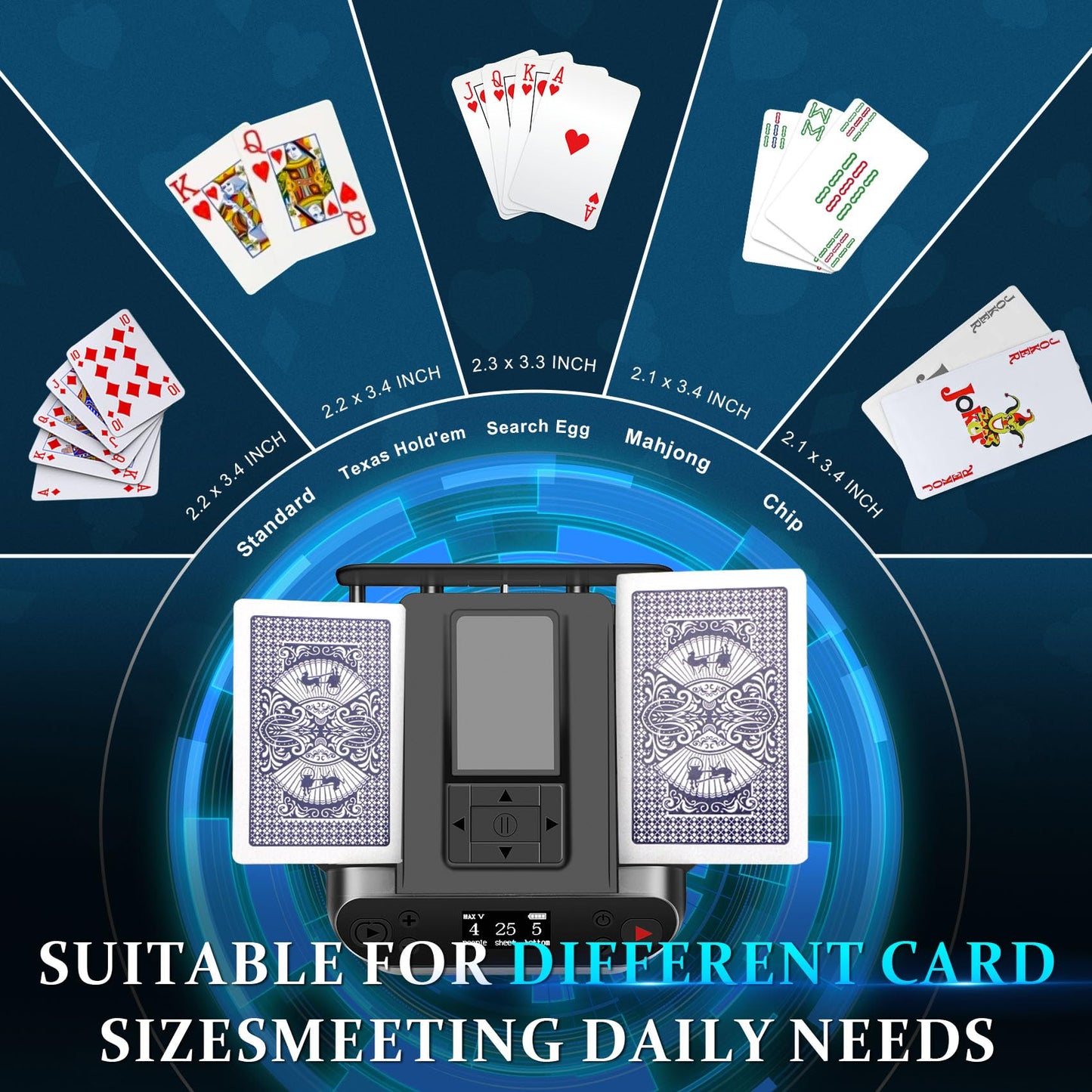 Orsong Automatic Card Shuffler & Dealer — 180/360° Rotation, 4 Remote Controls, Custom Card Dispense