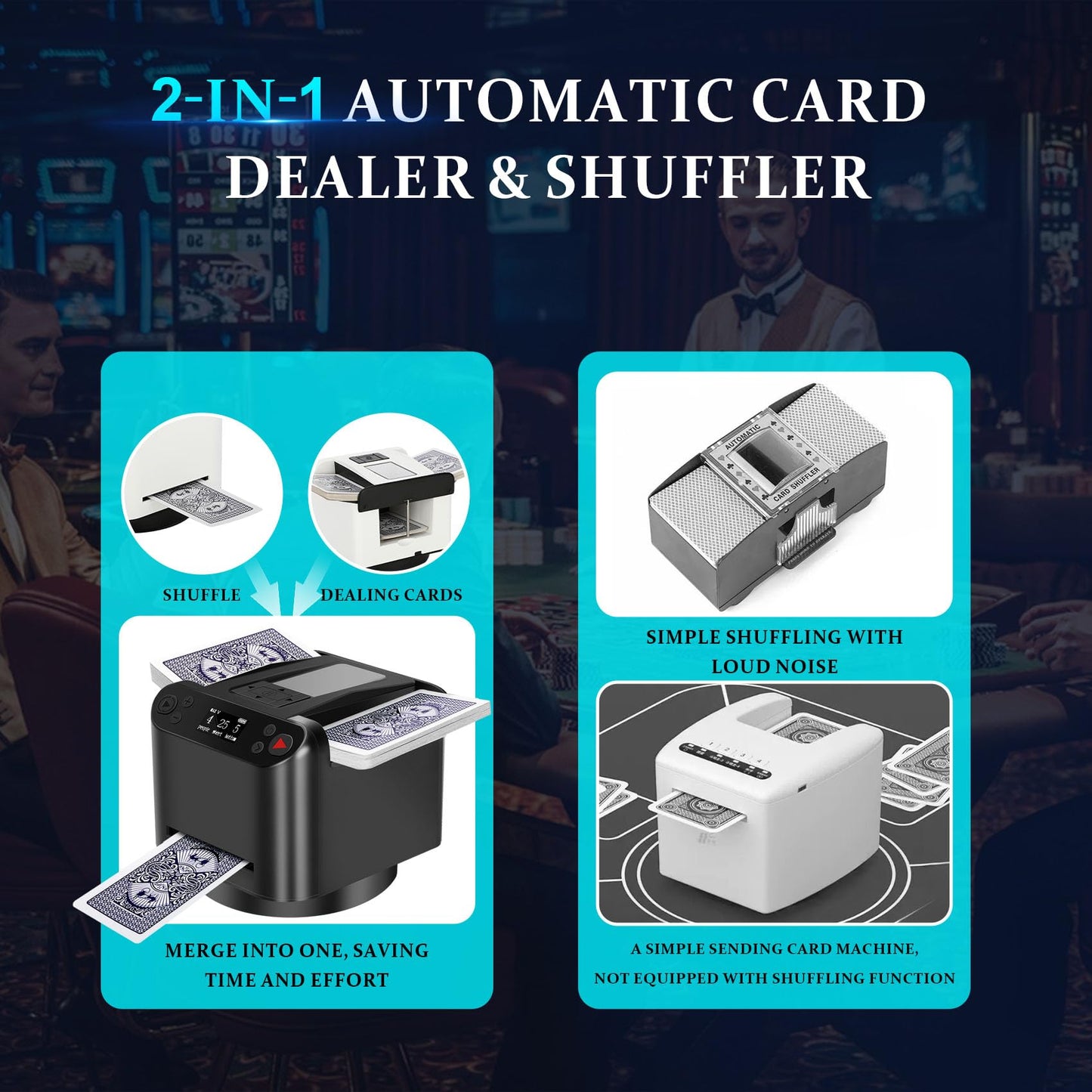 Orsong Automatic Card Shuffler & Dealer — 180/360° Rotation, 4 Remote Controls, Custom Card Dispense