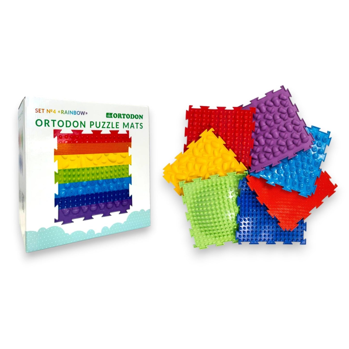 OrthoDon Rainbow Sensory Mats – Orthopedic Puzzle Floor Mats for Foot Stimulation