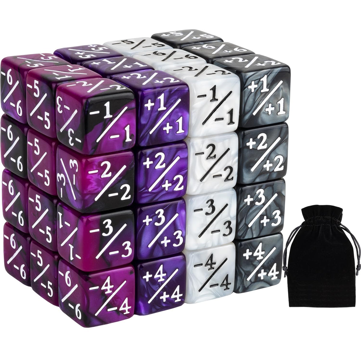 ORUNI 48 Pcs Magic Counter Dice Set — Marble D6 Counters for MTG/TCG, Purple