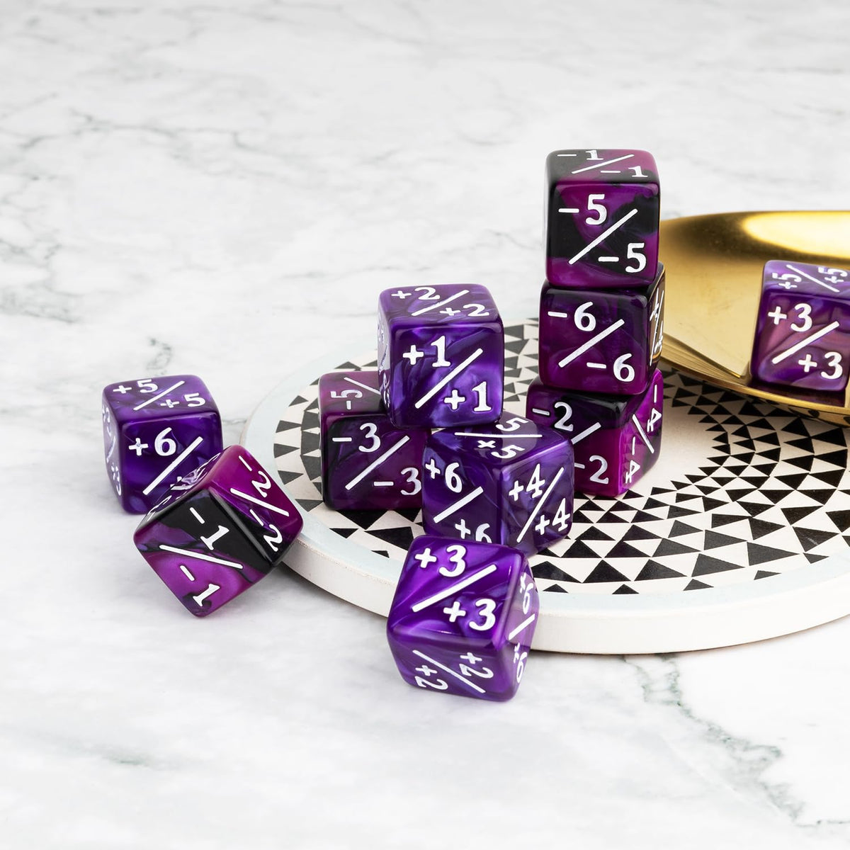 ORUNI 48 Pcs Magic Counter Dice Set — Marble D6 Counters for MTG/TCG, Purple