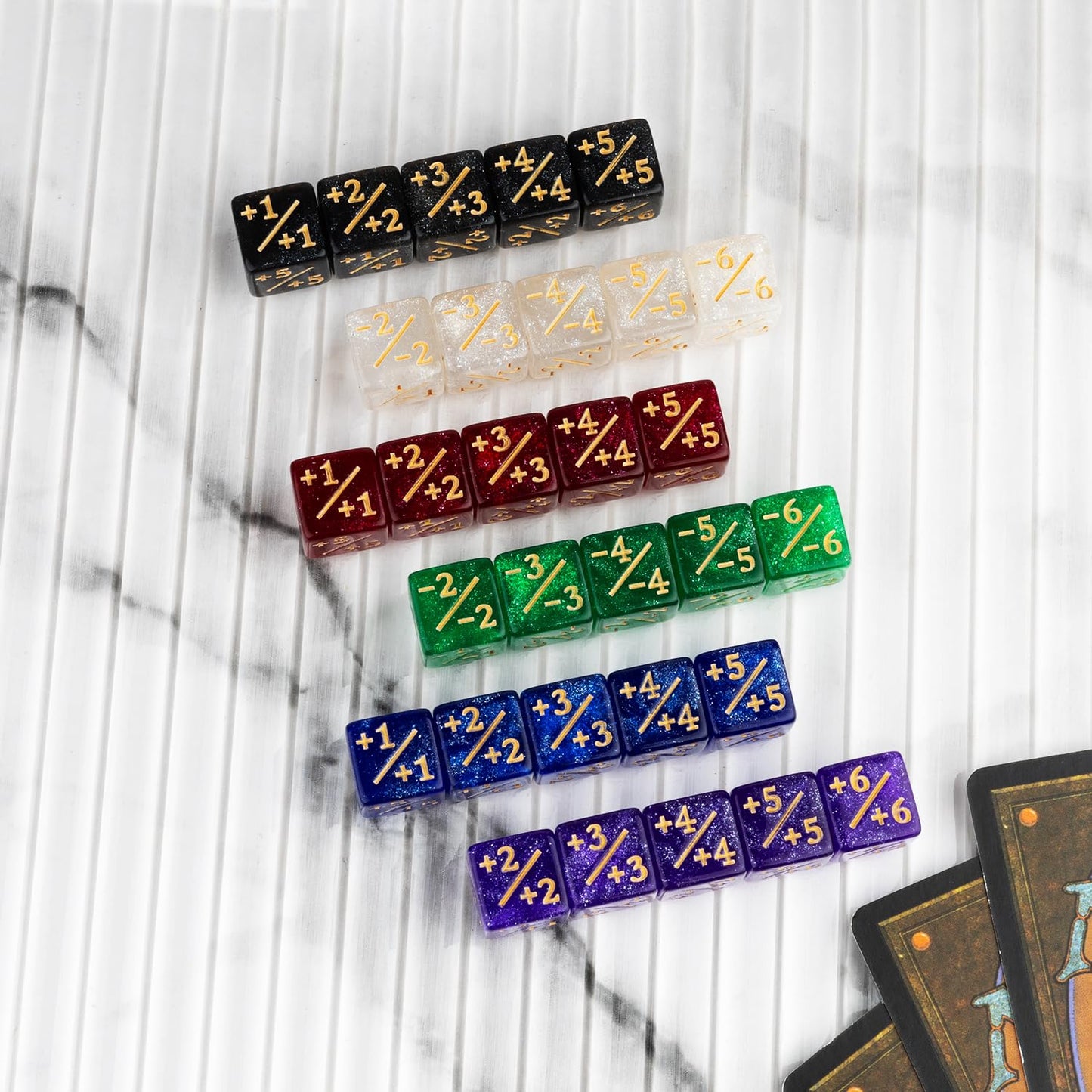 ORUNI 42-Piece MTG Dice Counters & Metal Tokens – 12mm, Reversible, Abilities Keywords