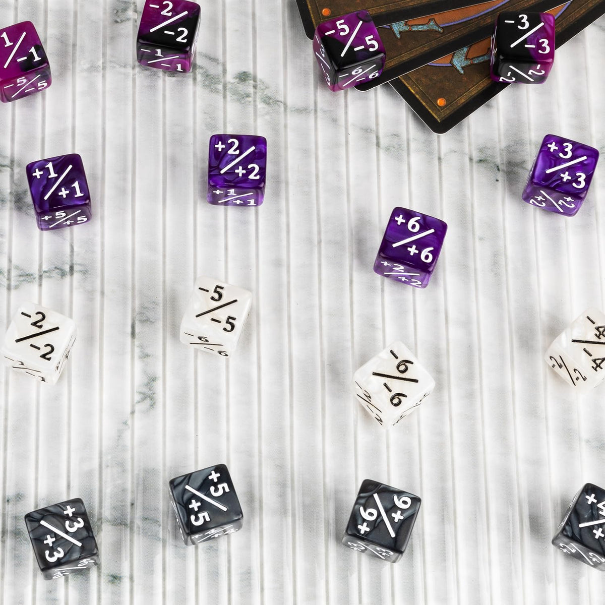 ORUNI 48 Pcs Magic Counter Dice Set — Marble D6 Counters for MTG/TCG, Purple