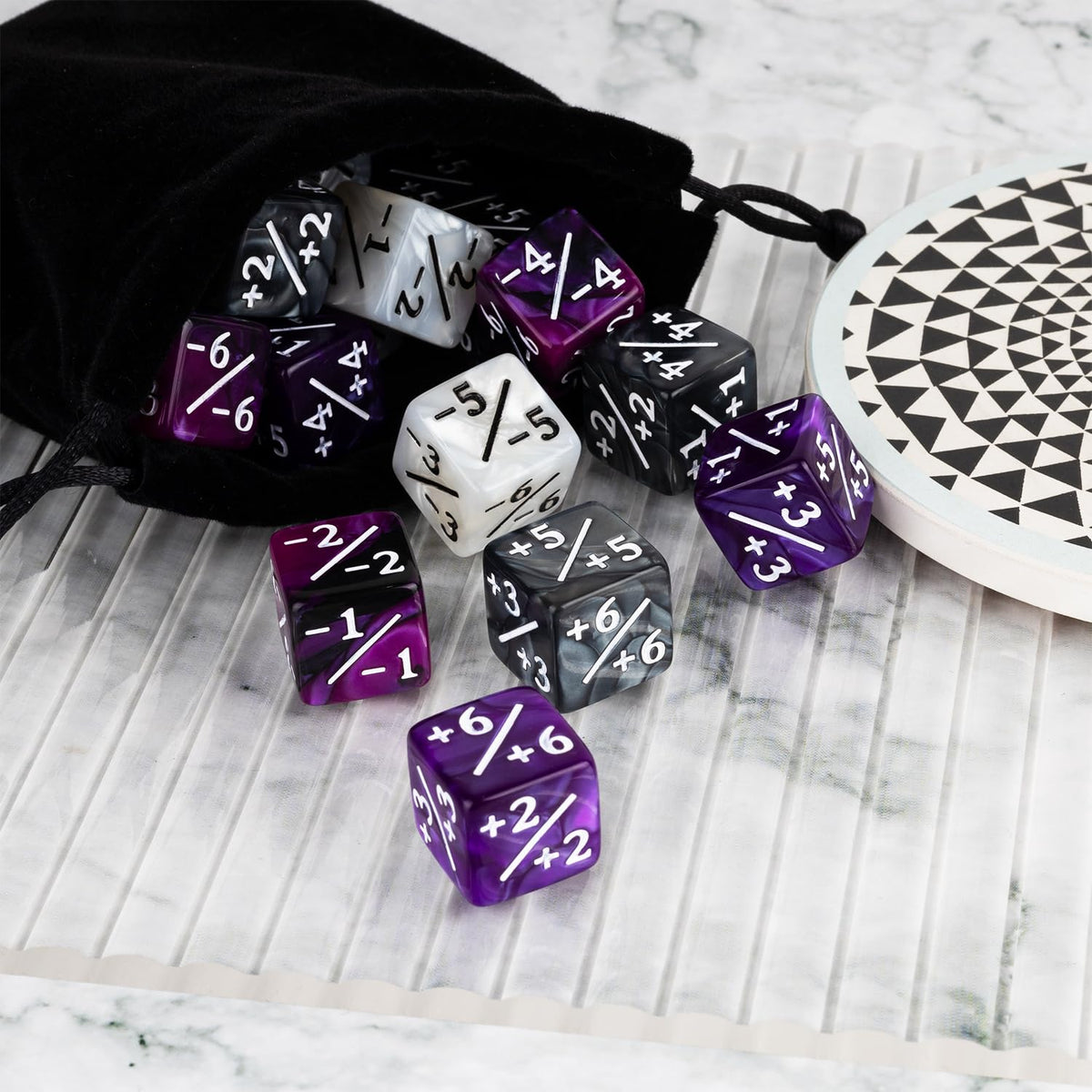 ORUNI 48 Pcs Magic Counter Dice Set — Marble D6 Counters for MTG/TCG, Purple