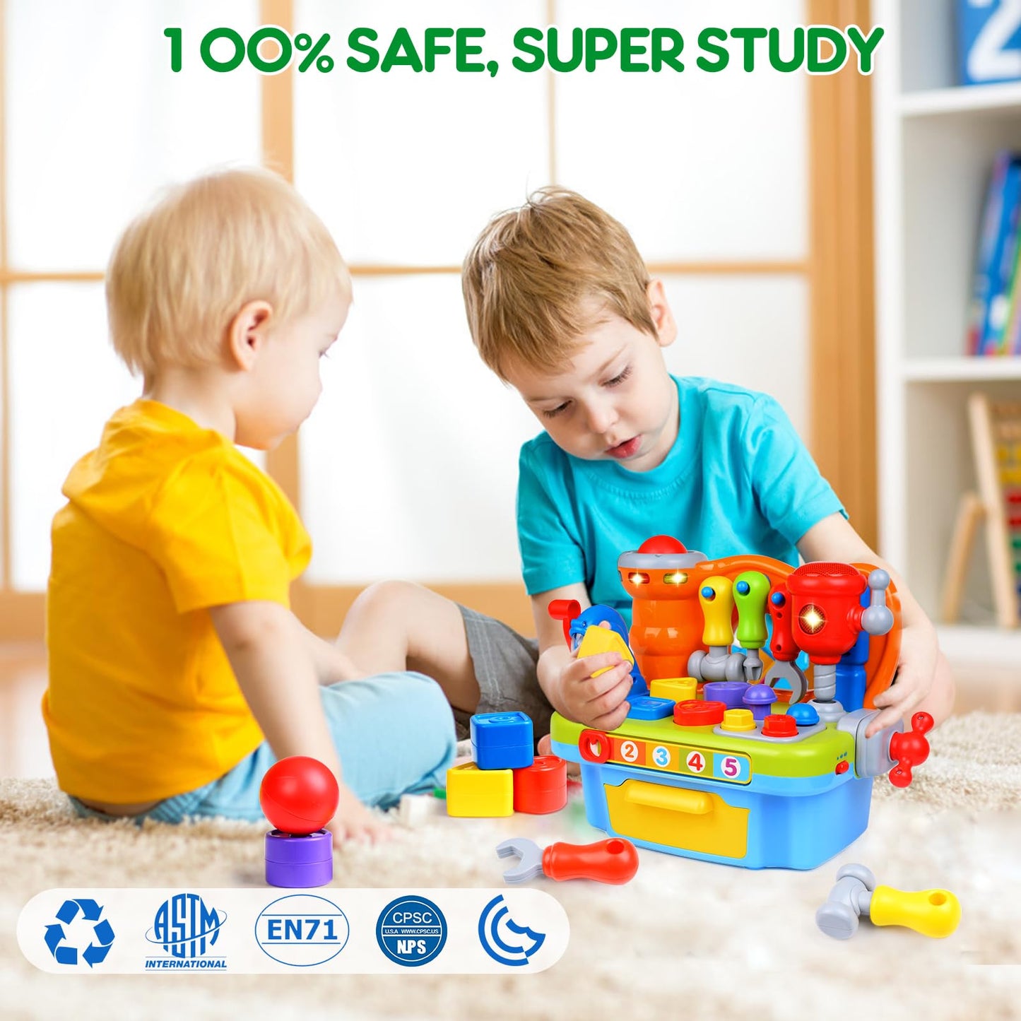 ORWINE Musical Tool Bench for 1 Year Old – Montessori Pretend Play