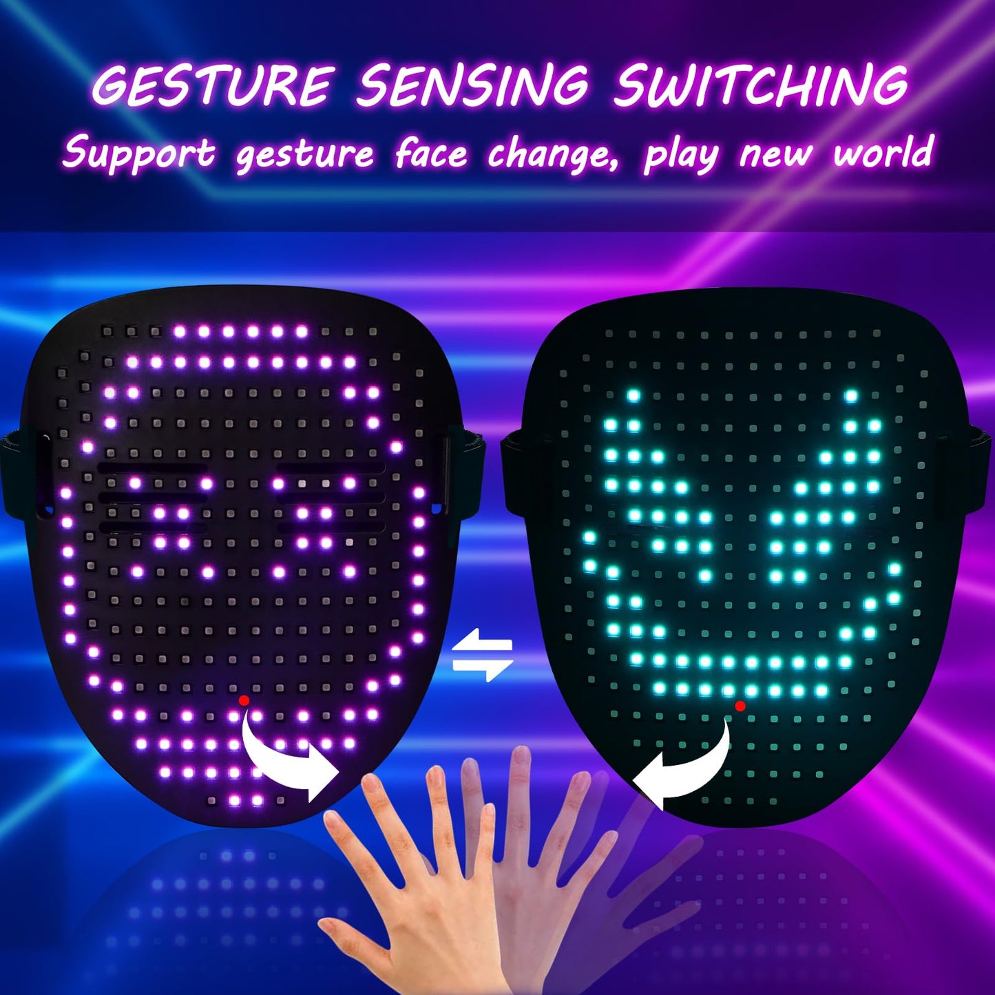 ORWINE LED Mask – Gesture-Sensing Light Up Mask for Cosplay & Parties