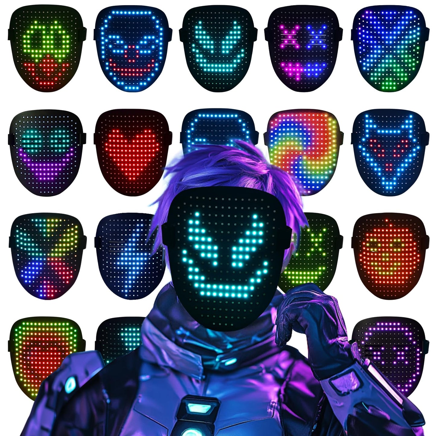 ORWINE LED Mask – Gesture-Sensing Light Up Mask for Cosplay & Parties